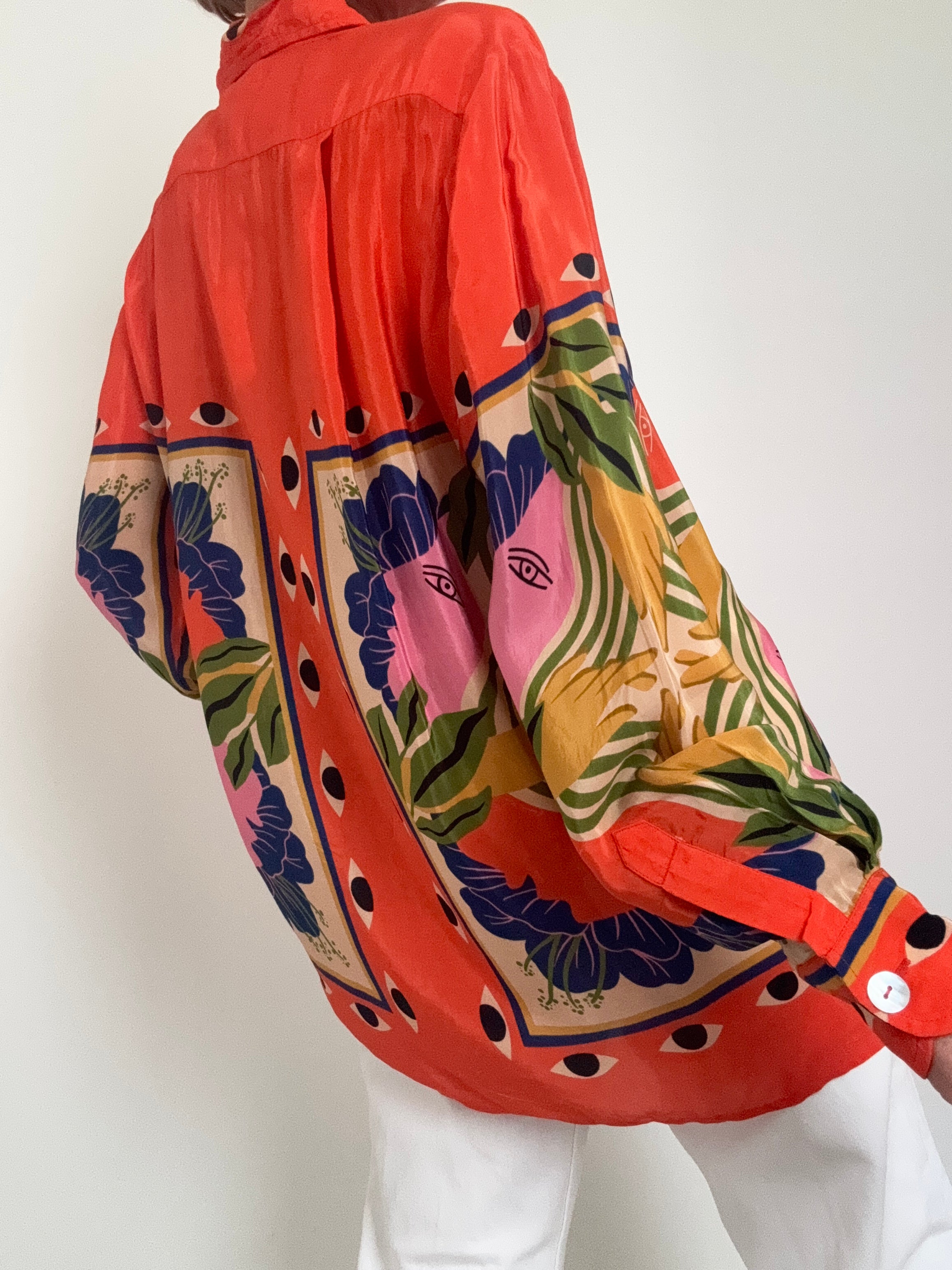 Sand Surreal Scarf Pajama Shirt Tangerine | Shirts
