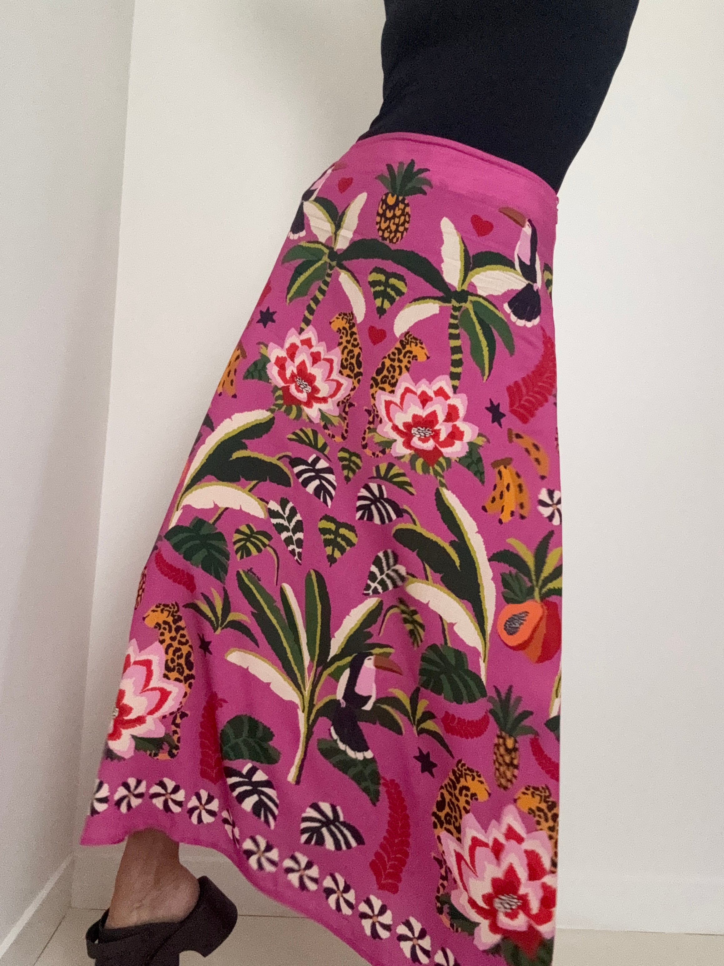 Anzber Tropical Print Skirt Pink | Skirts