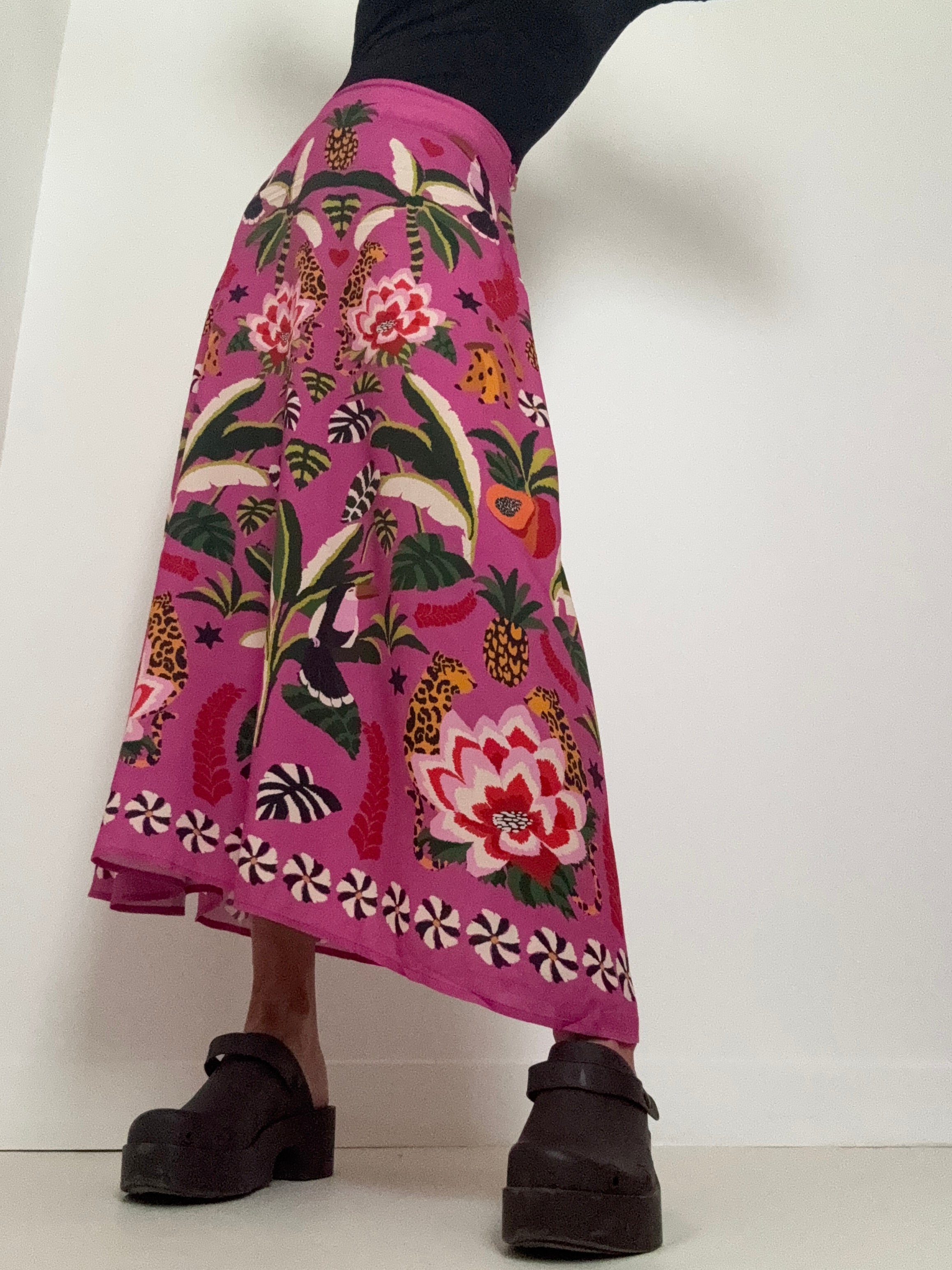 Anzber Tropical Print Skirt Pink | Skirts