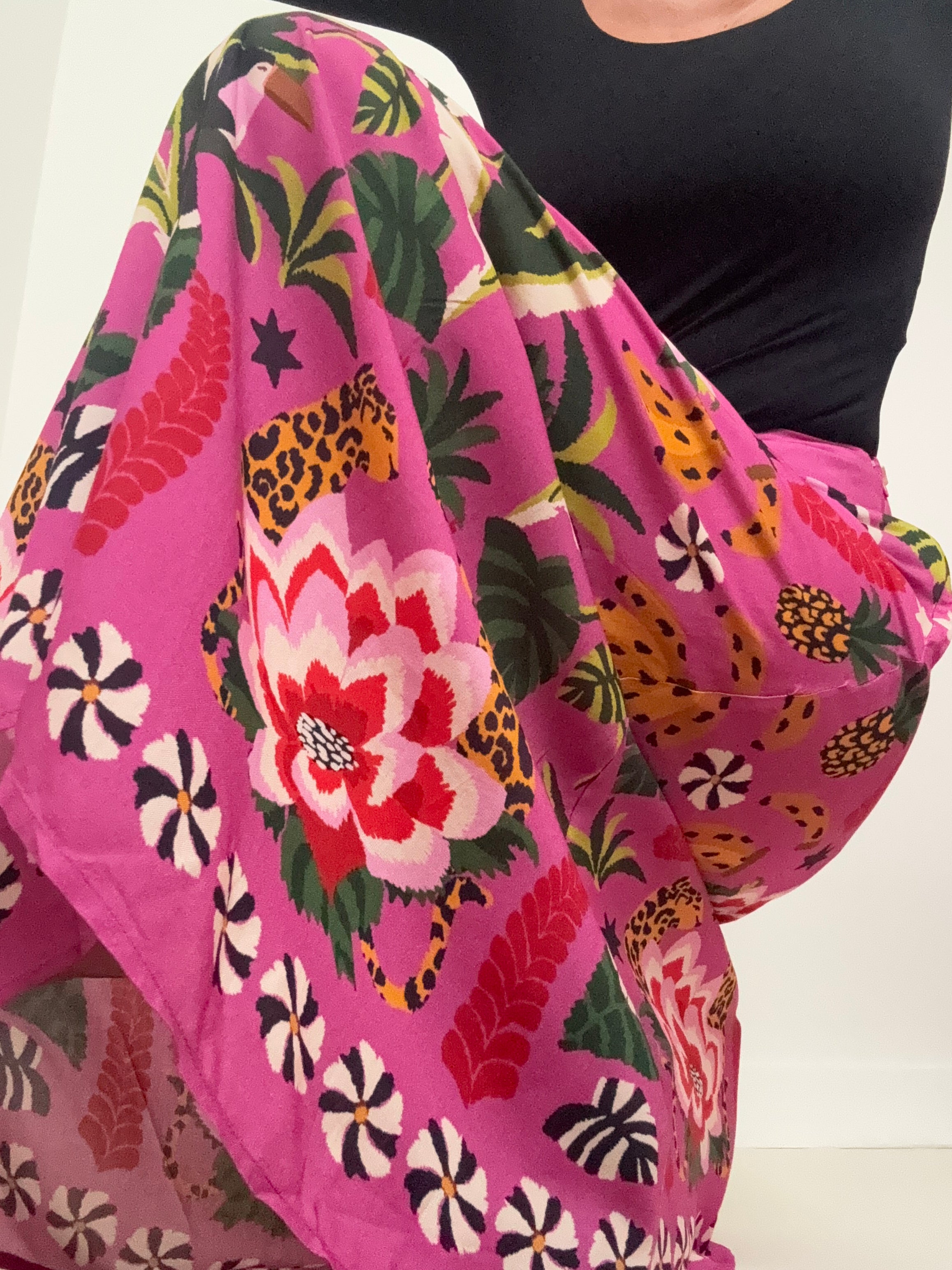 Anzber Tropical Print Skirt Pink | Skirts