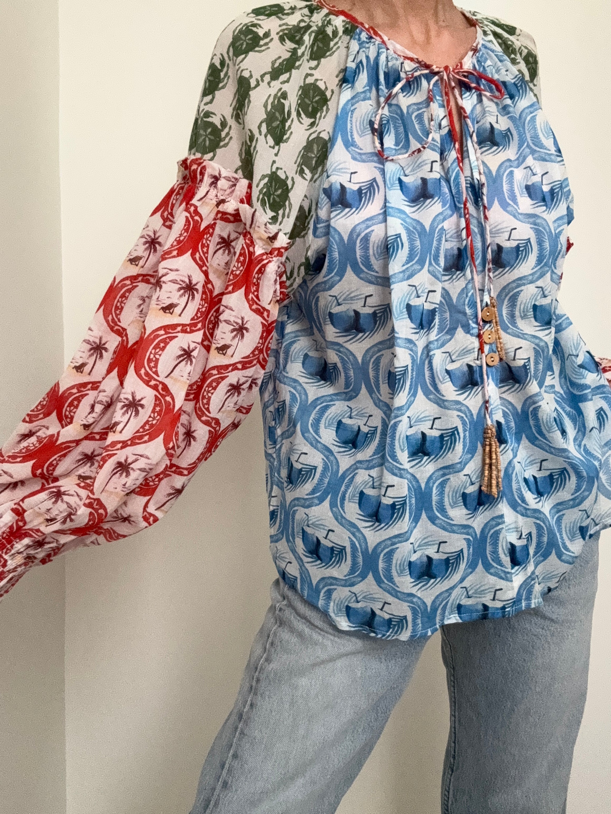 Farm Rio Tops Multicolor Summer Mix Blouse