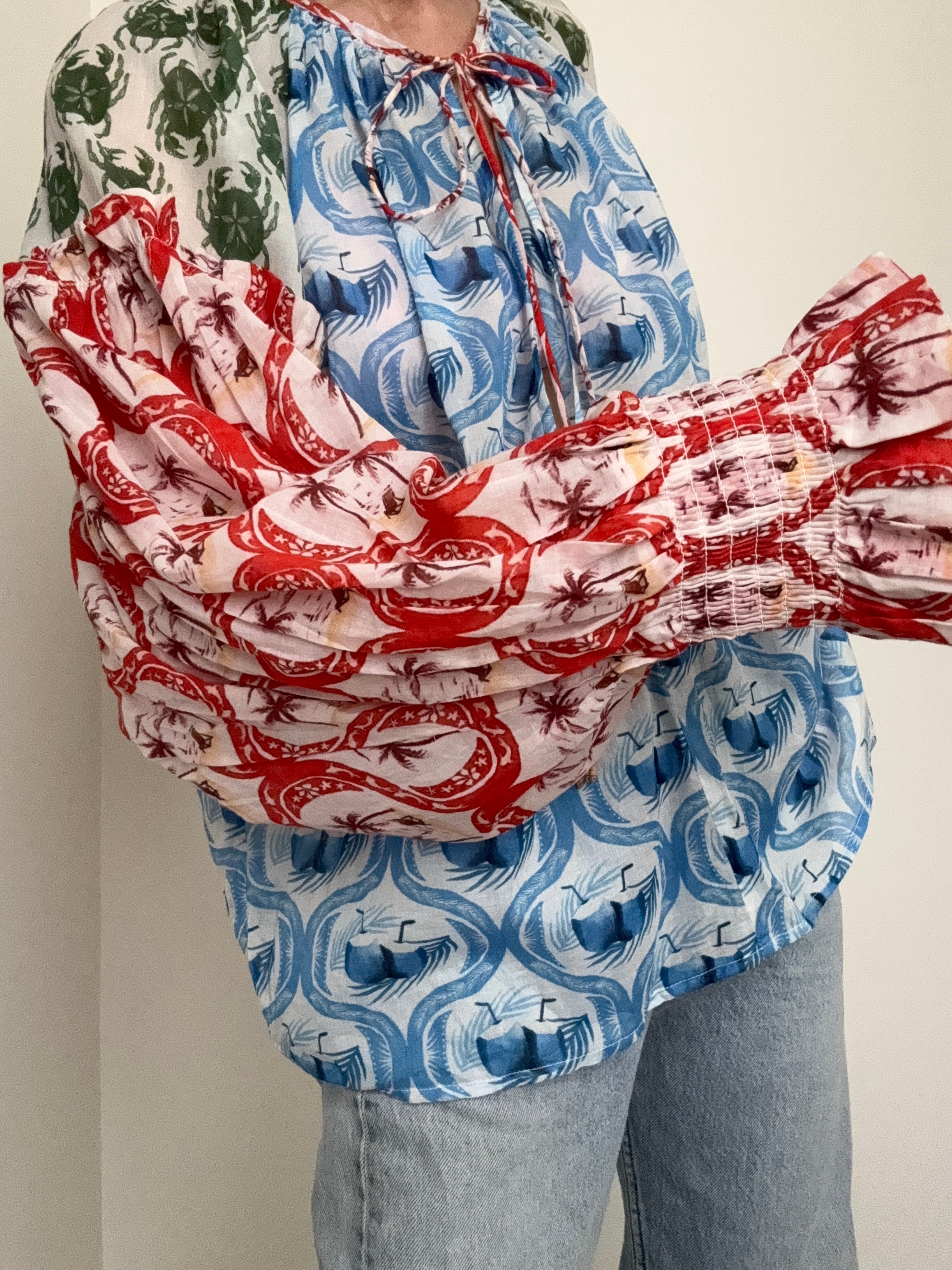 Farm Rio Tops Multicolor Summer Mix Blouse