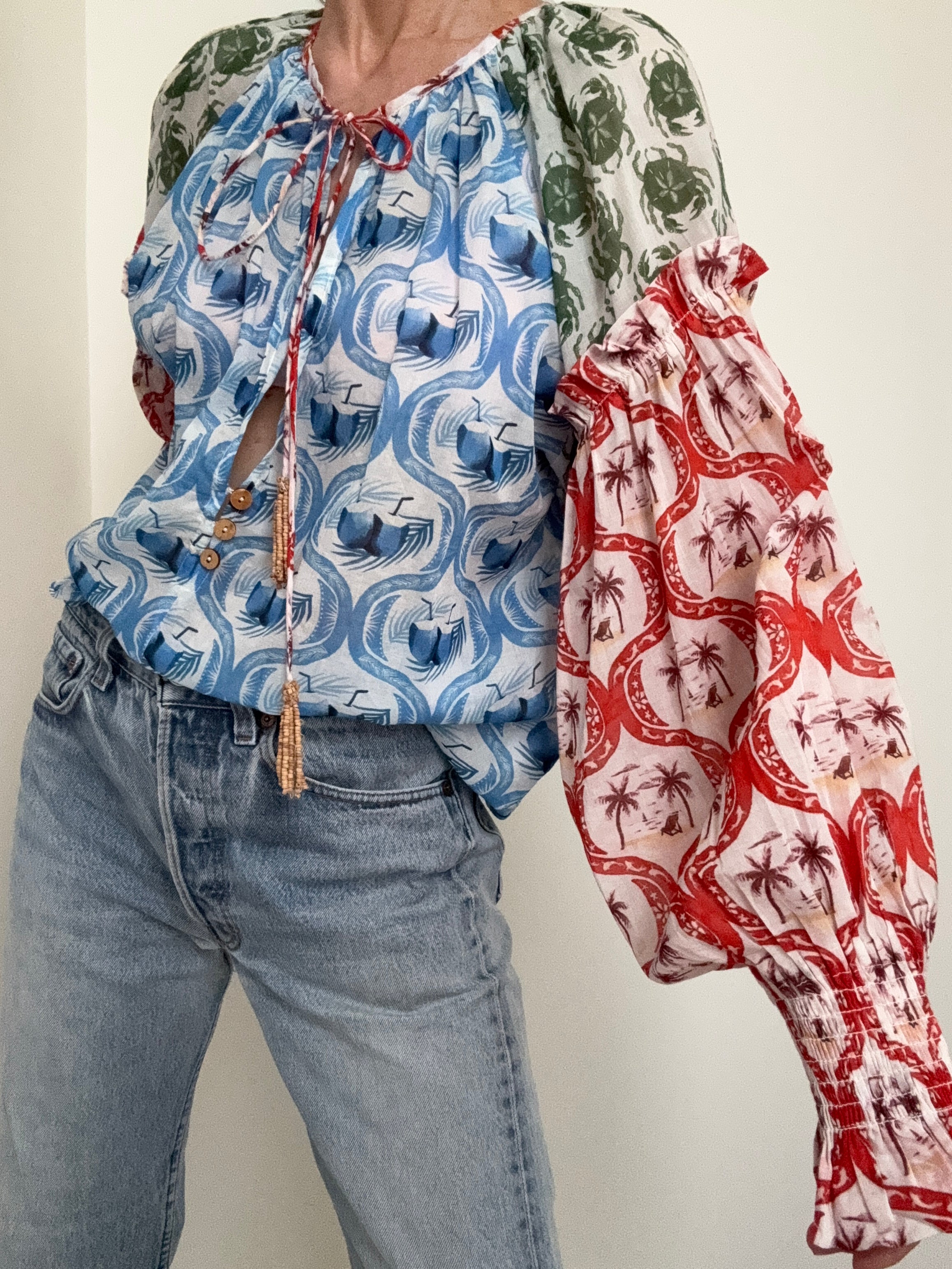 Farm Rio Tops Multicolor Summer Mix Blouse