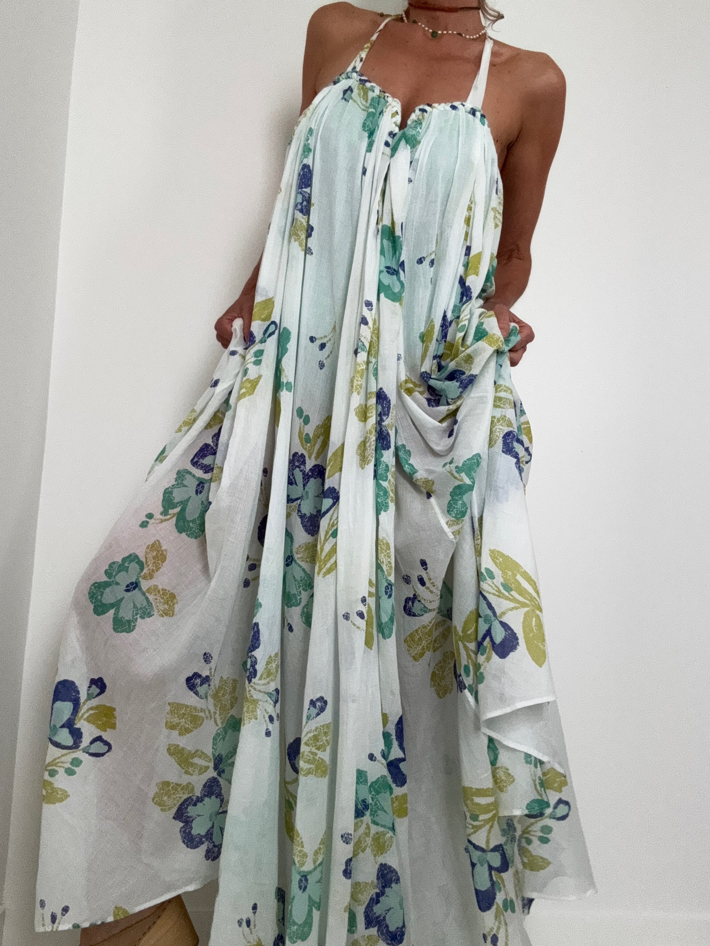 Cotton Voile Floral Dress Mint | Dresses
