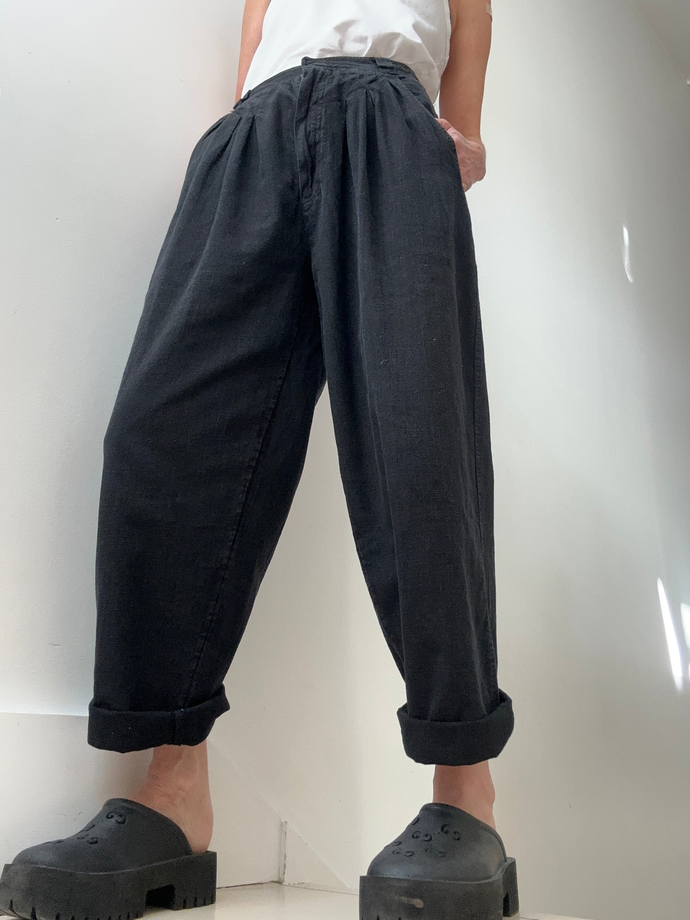 Free People Pants Lotta Love Cotton Trouser Black