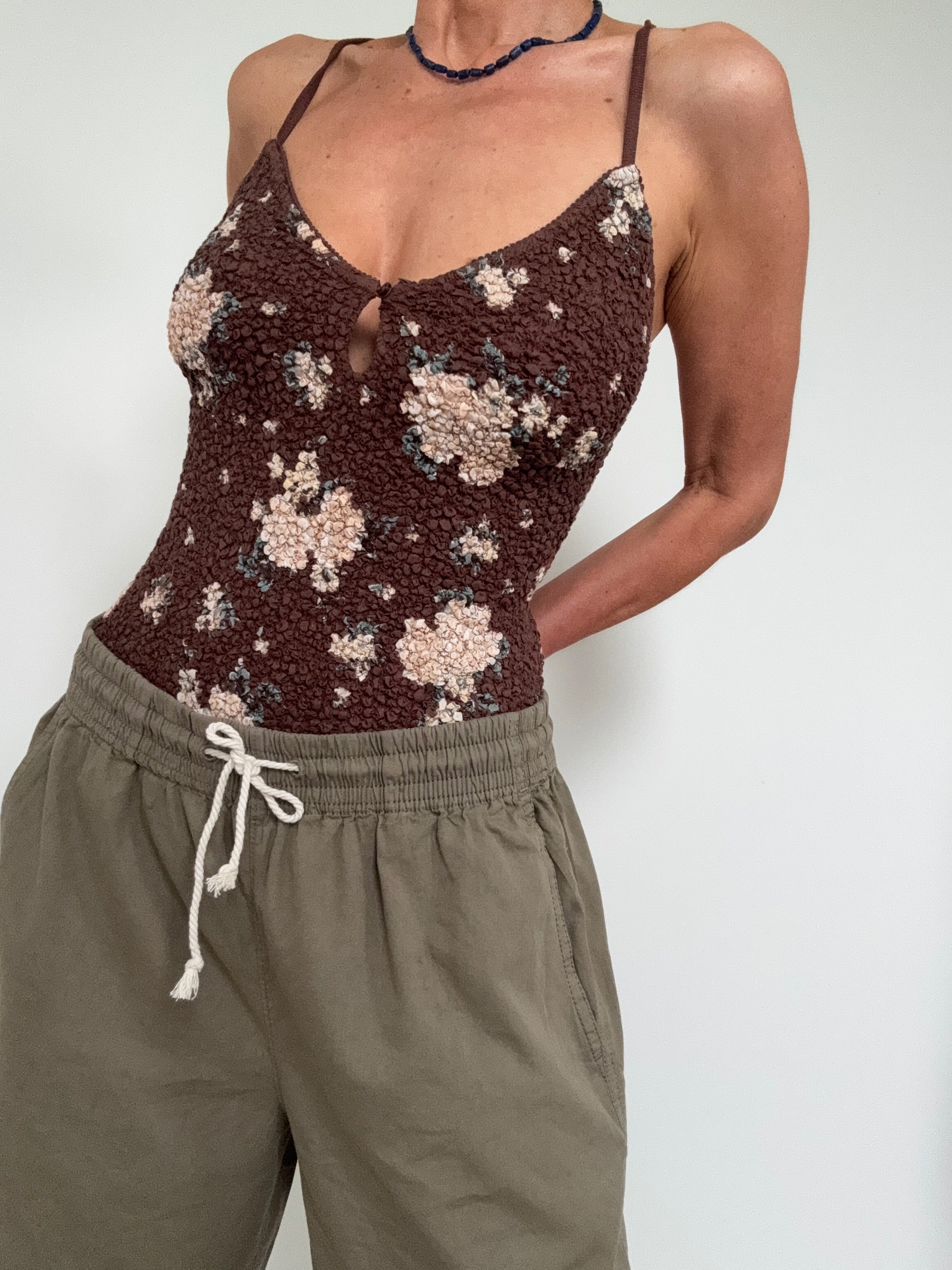 Free People Tops Seaside Rose Bodysuit Brown