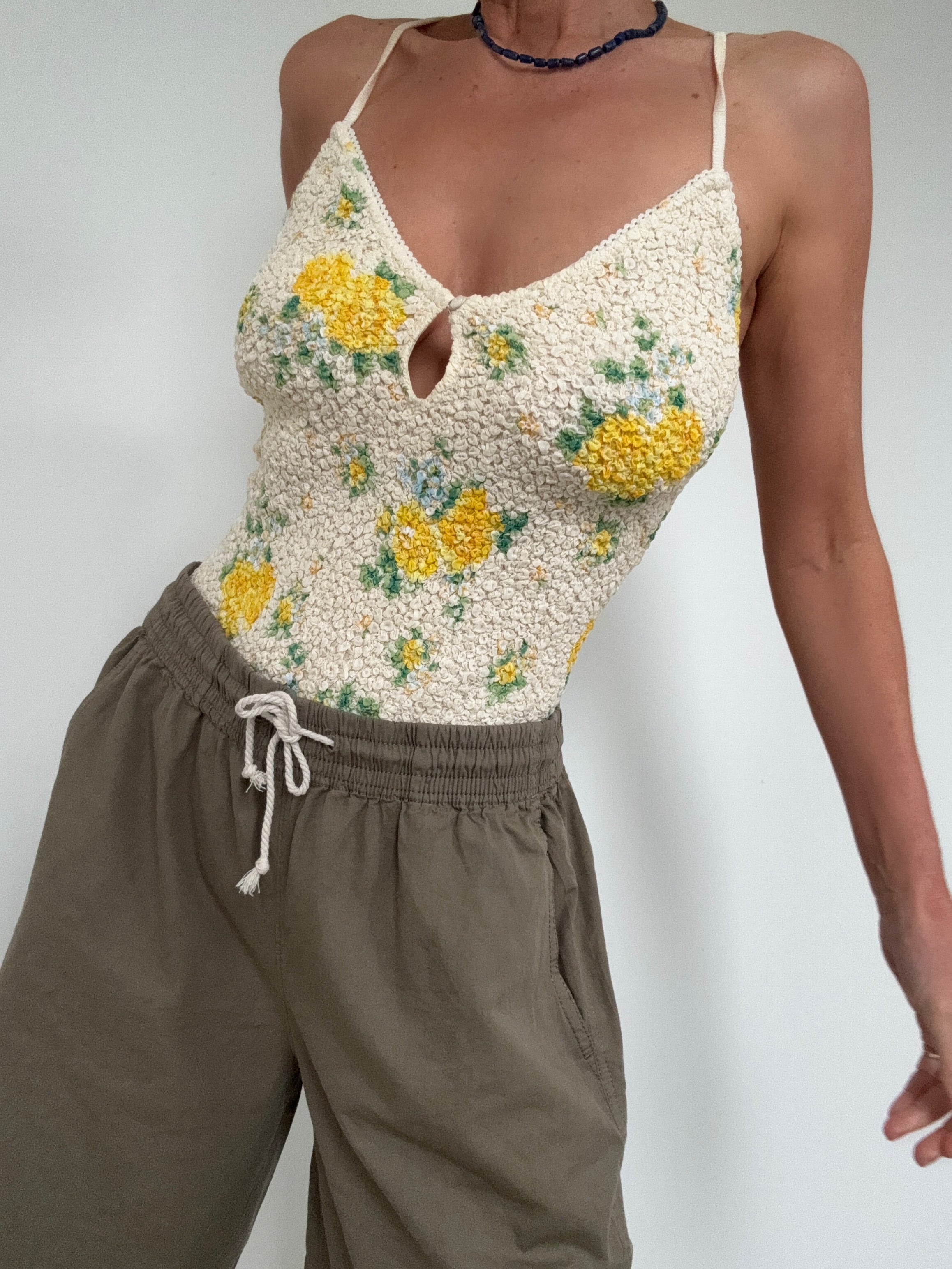 Free People Tops Seaside Rose Bodysuit Yellow