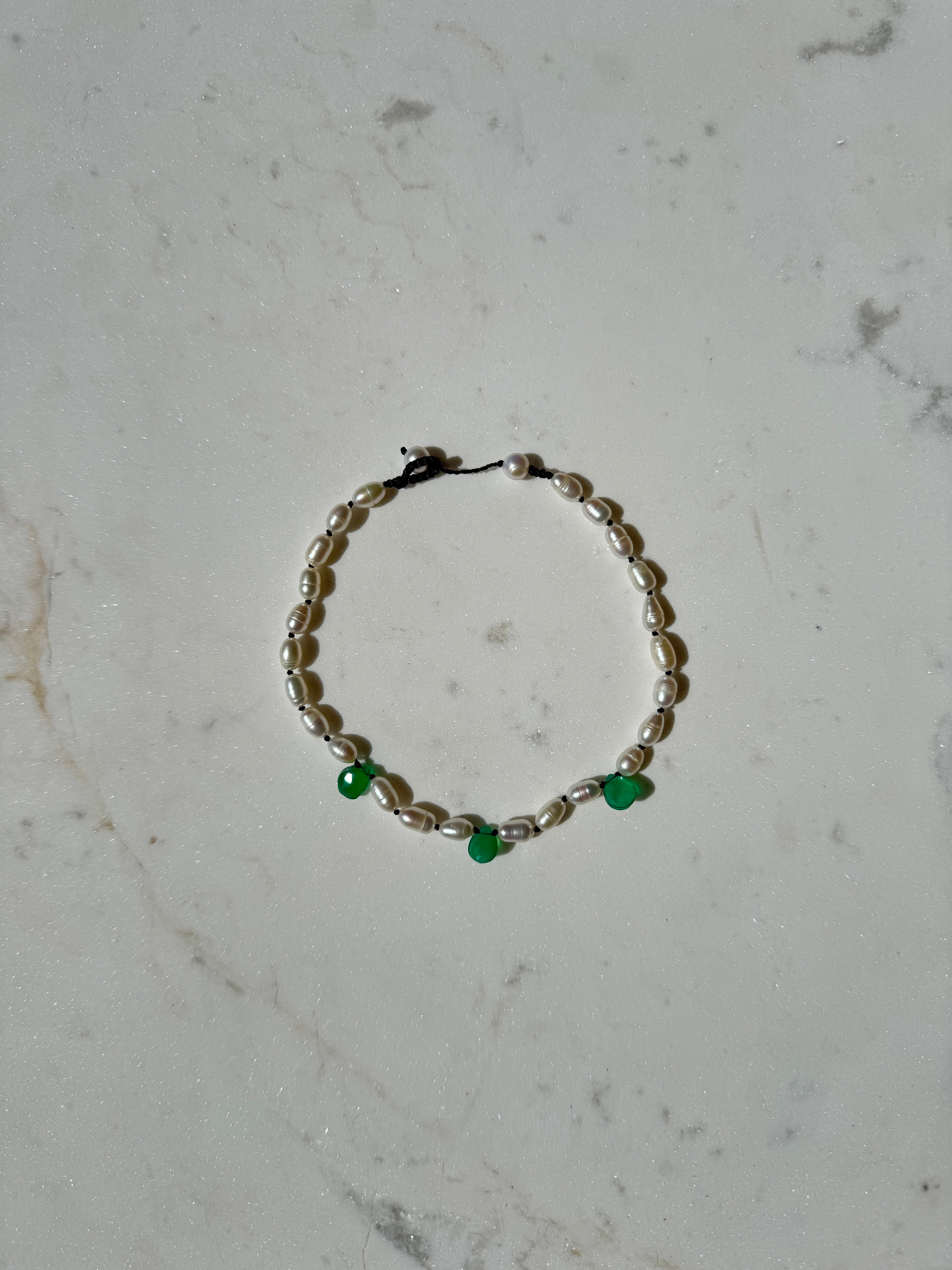 Hand Knotted Gem & Pearl Anklet | Anklets