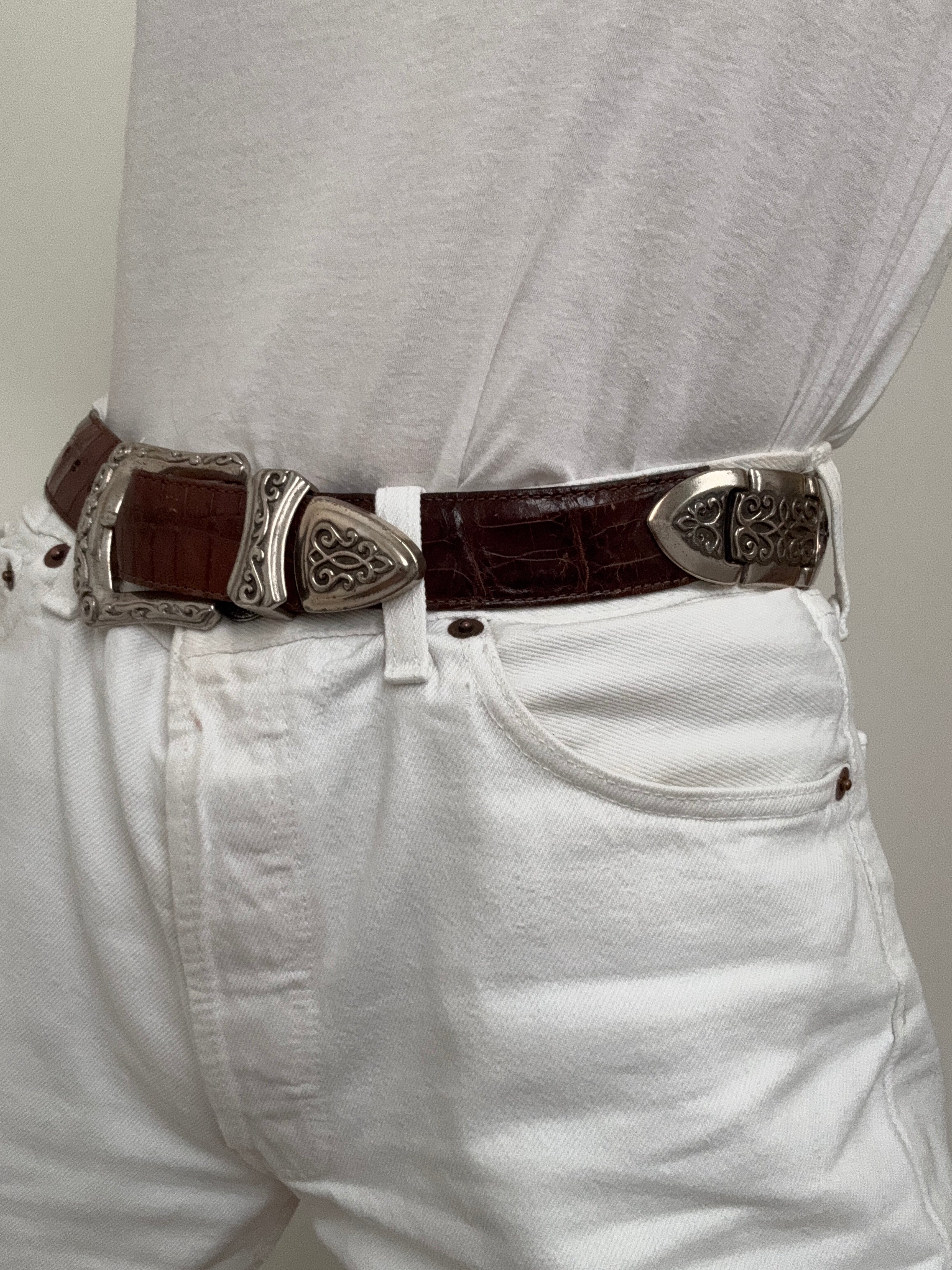 Embossed Brass Tri Vintage Belt | Belts