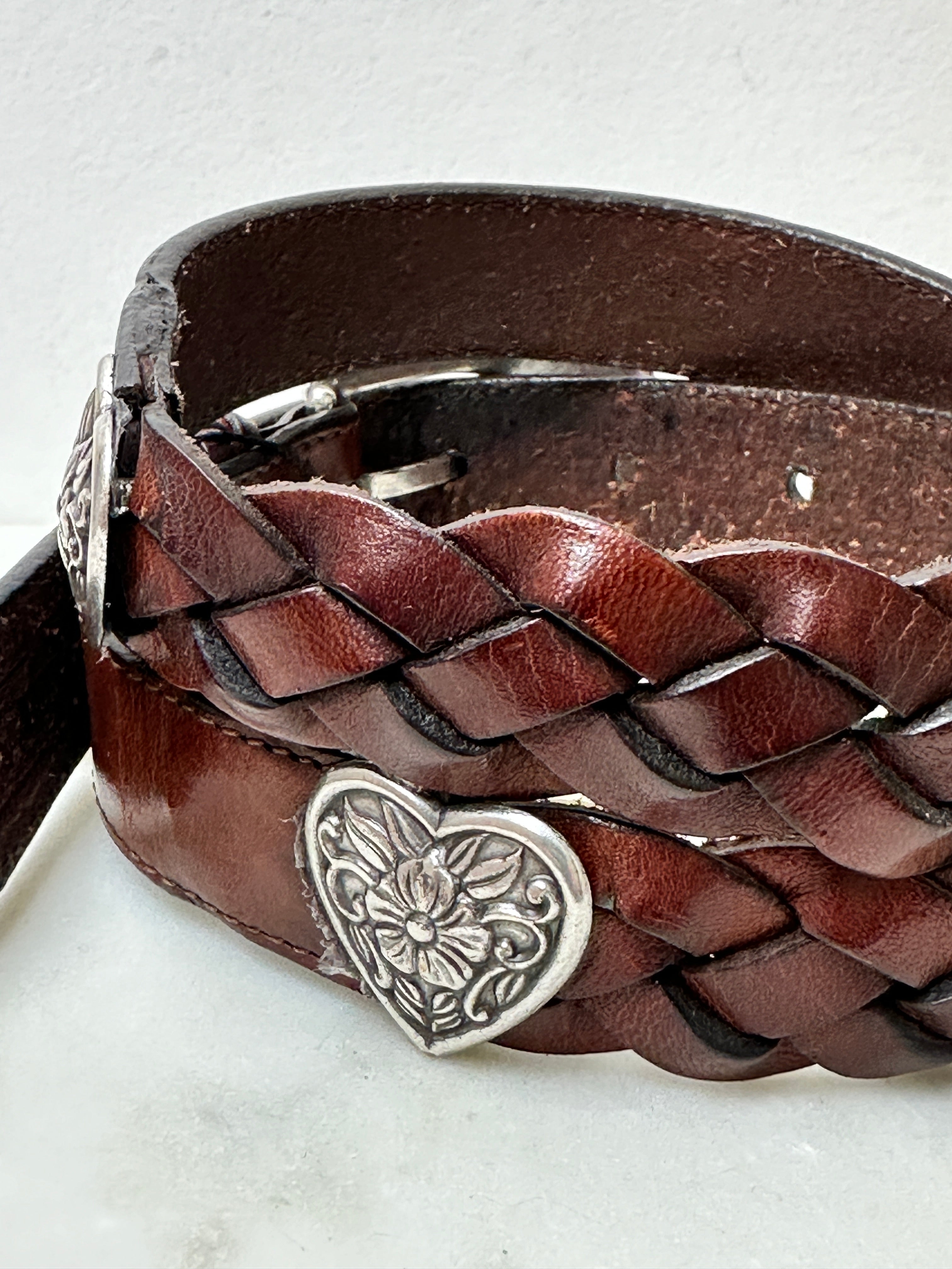 Future Nomads Belts 87cm Brown and Silver Woven Hearts Belt