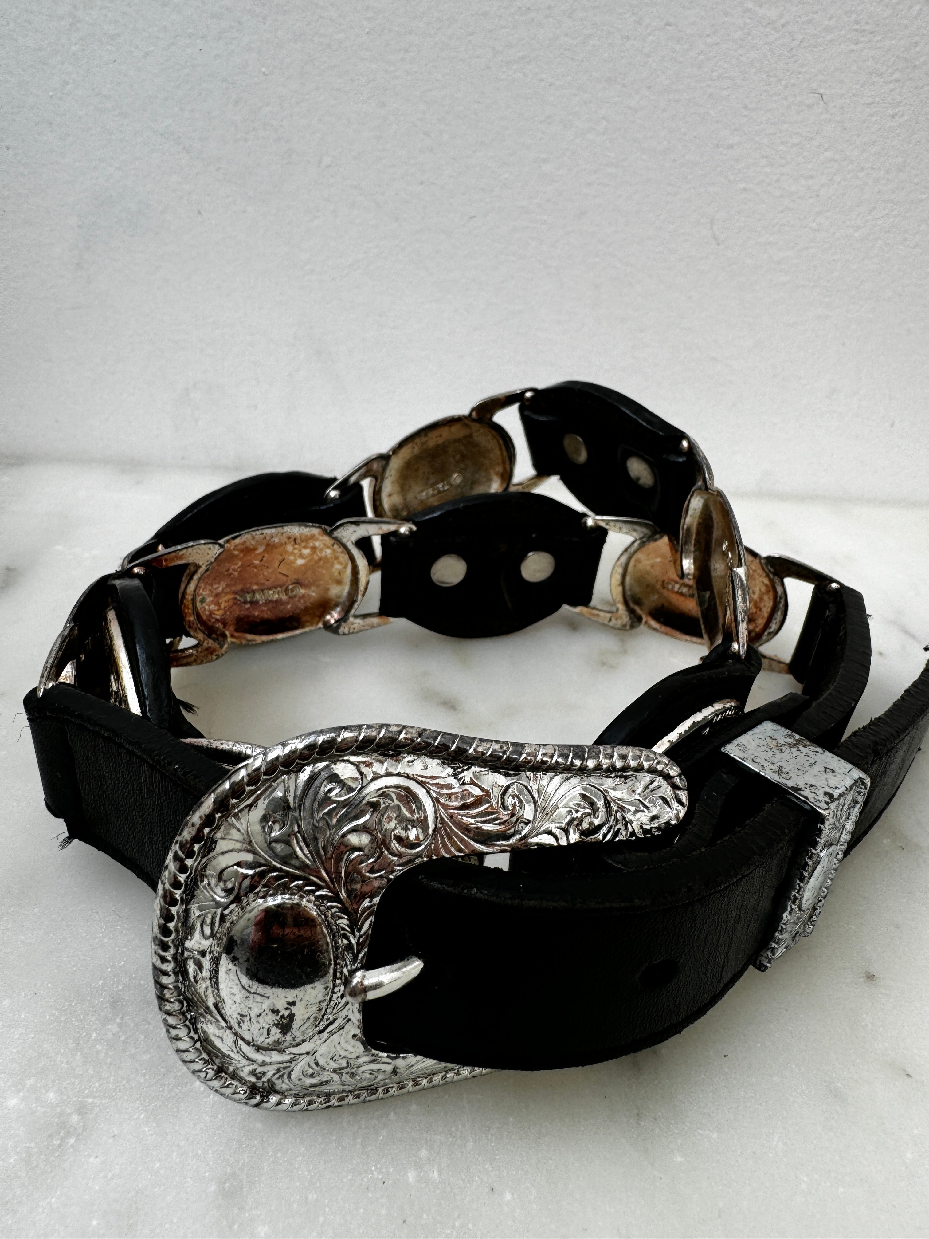 Silver And Leather Disk Belt | Belts