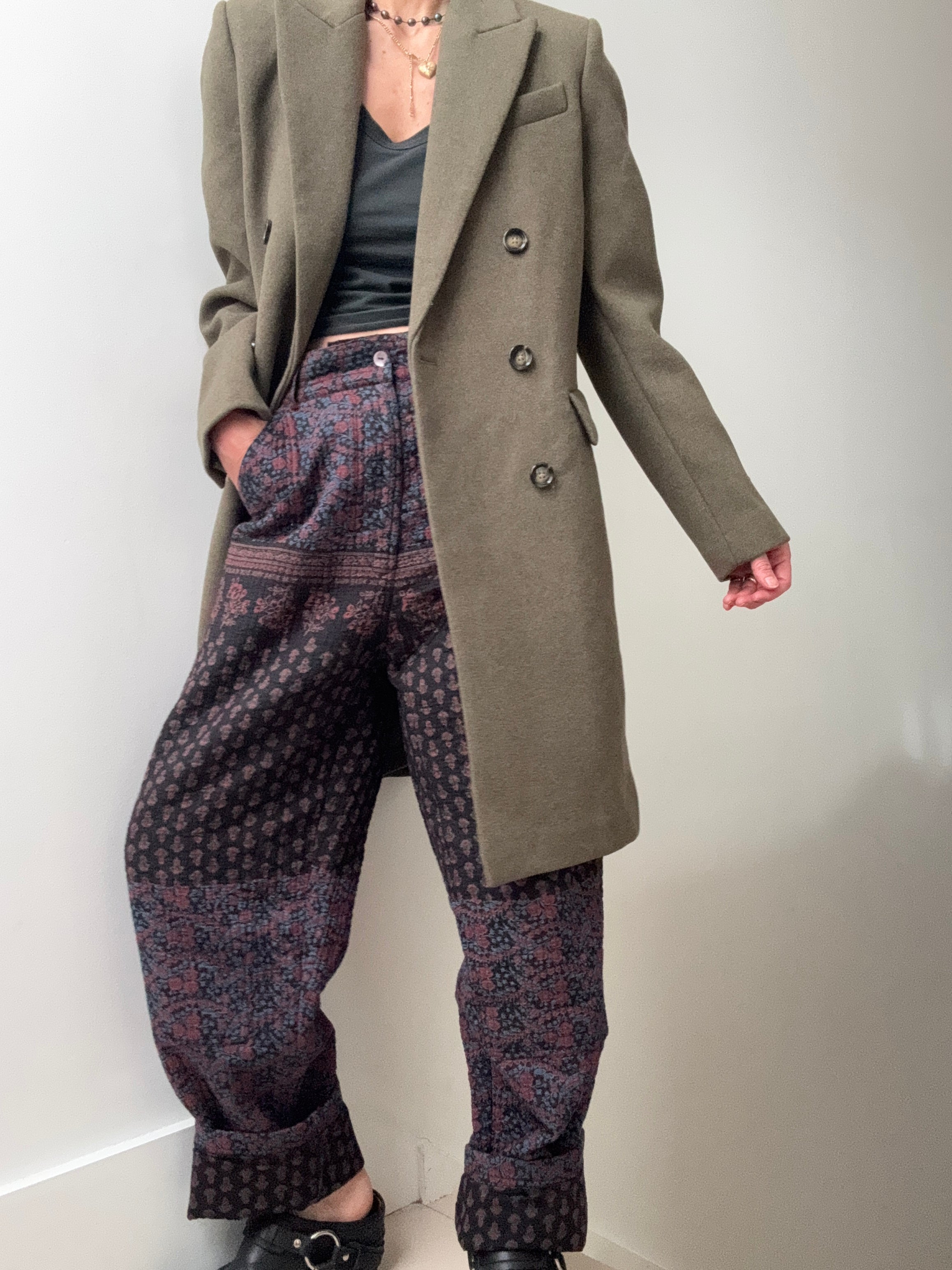 Wool Blend Coat Olive Green | Coats