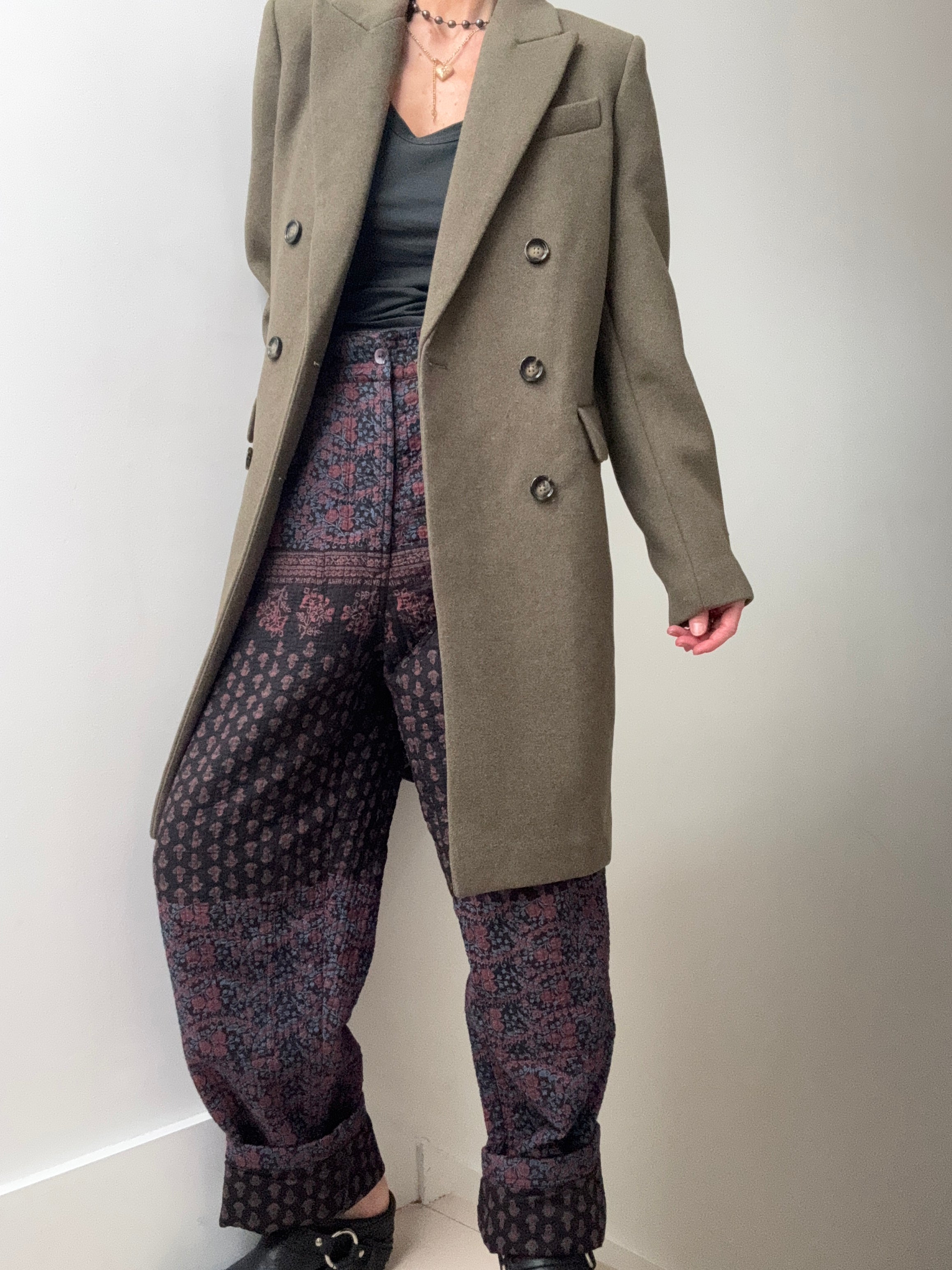 Wool Blend Coat Olive Green | Coats