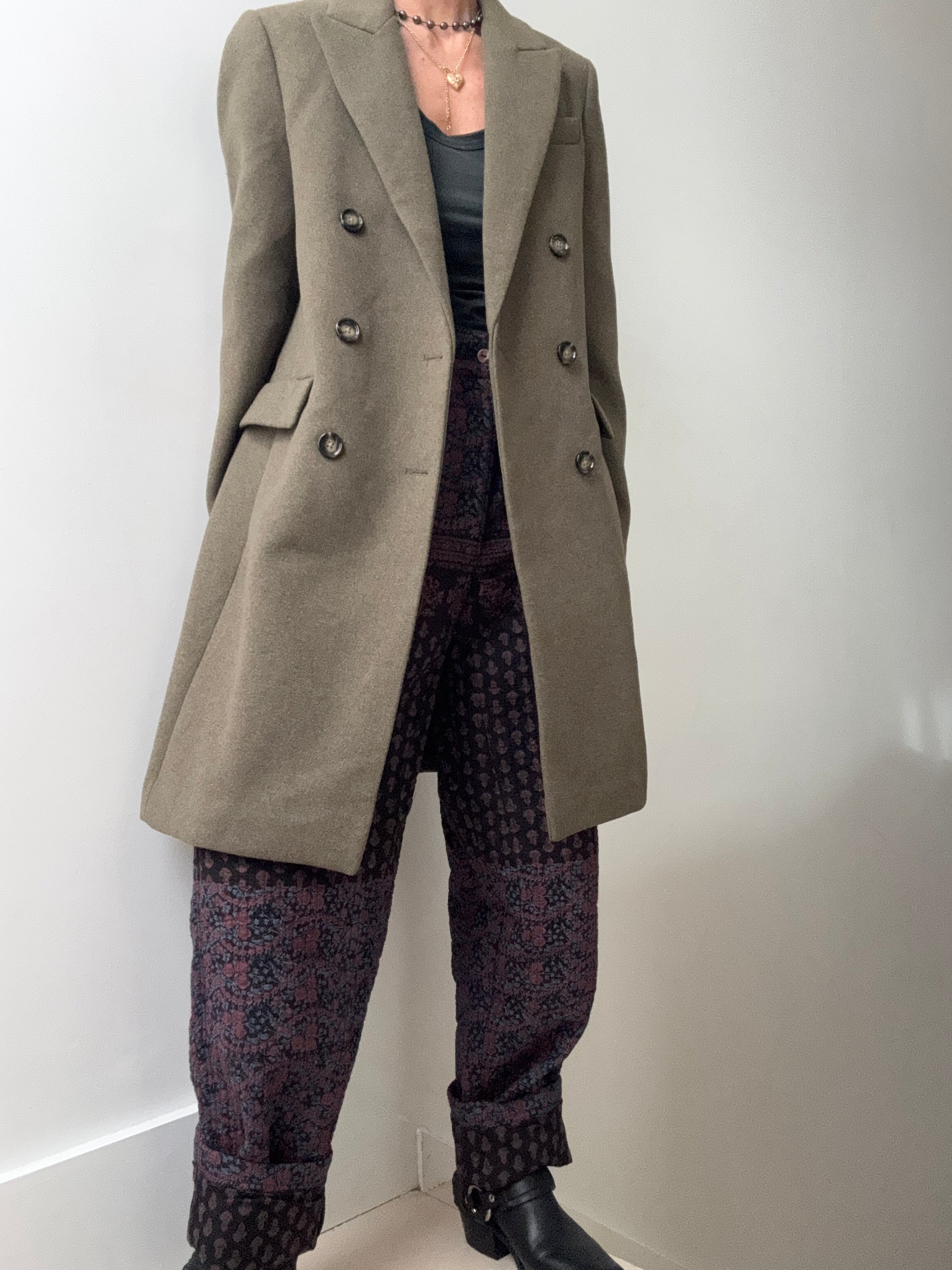 Wool Blend Coat Olive Green | Coats