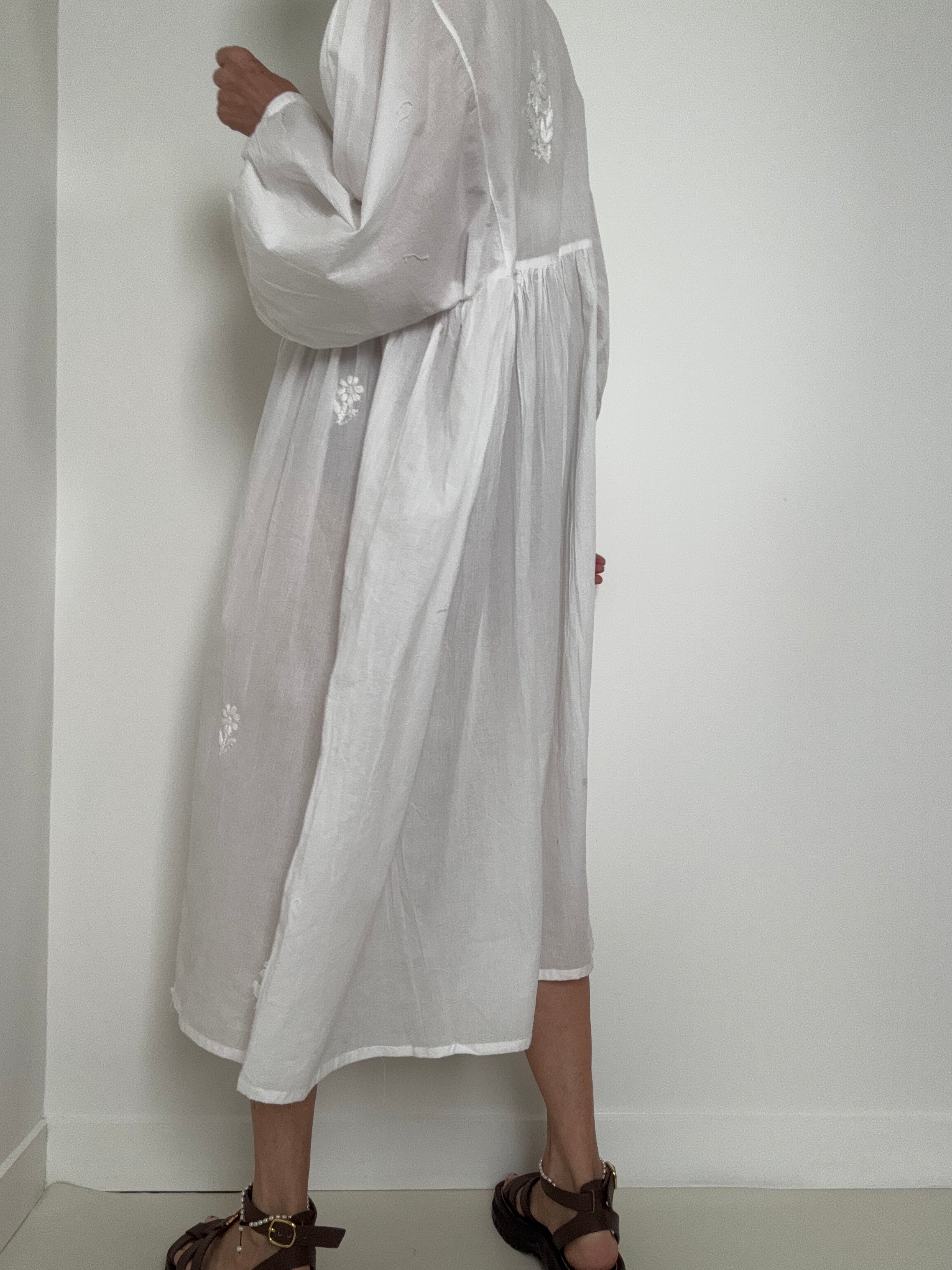 Future Nomads Dresses Lace Up Voile Cotton Dress