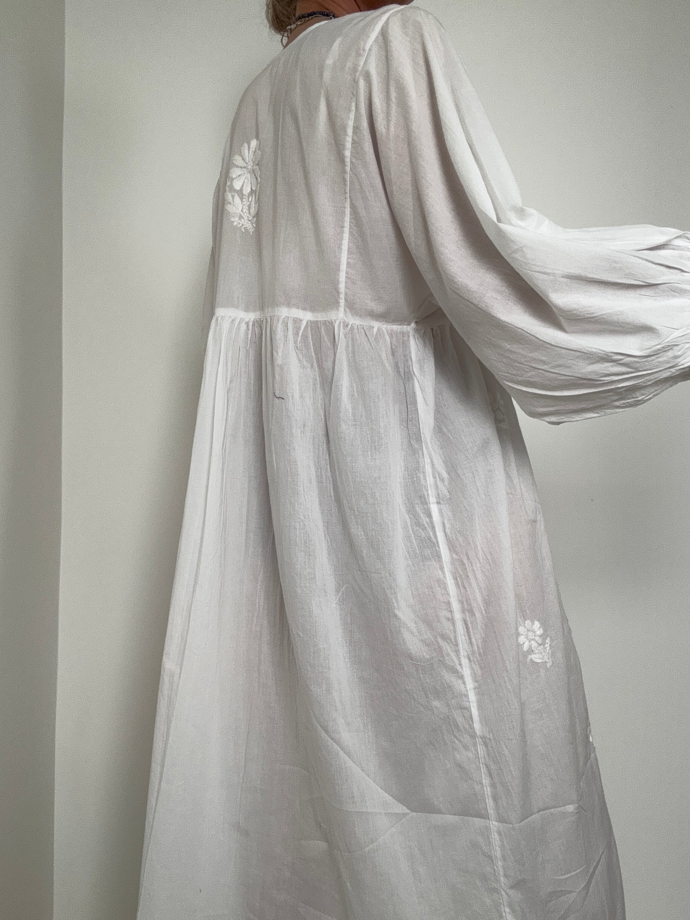 Future Nomads Dresses Lace Up Voile Cotton Dress