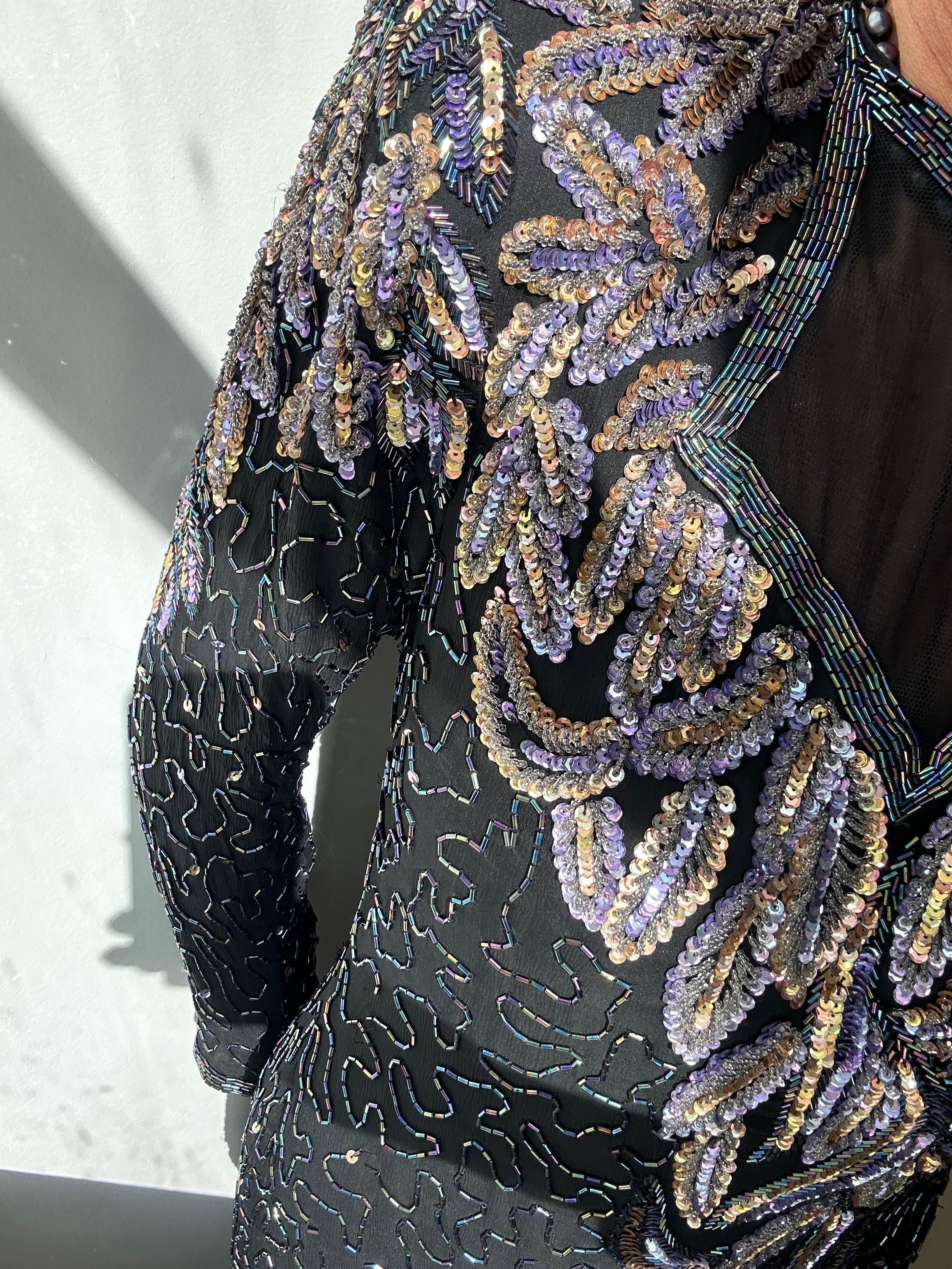 Future Nomads Dresses Small Lilac and Petrol Sequin Dress with Mesh