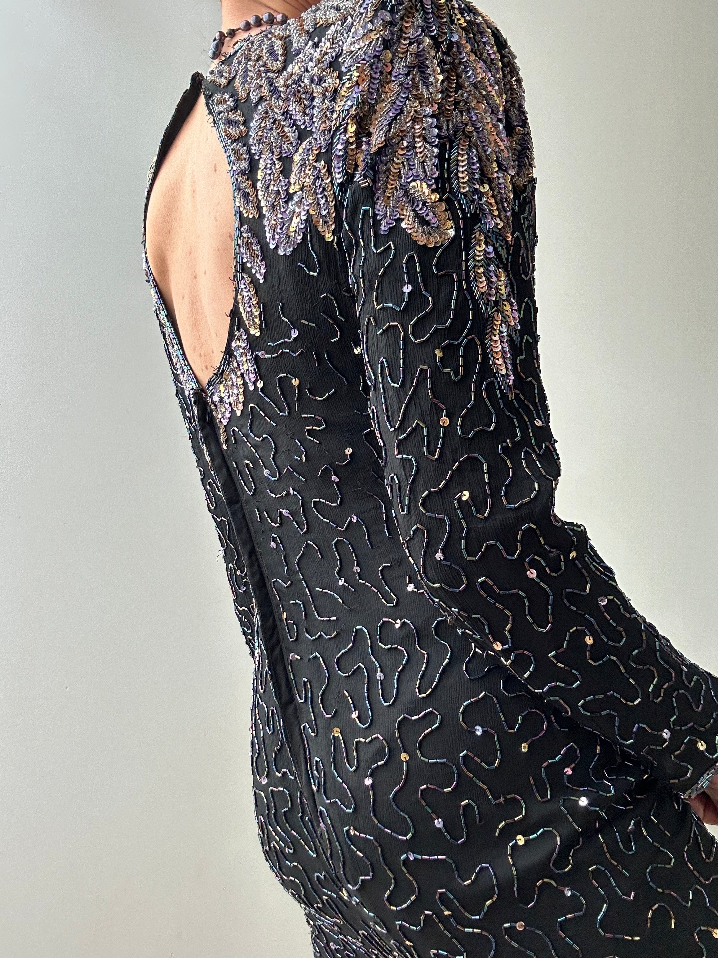 Future Nomads Dresses Small Lilac and Petrol Sequin Dress with Mesh