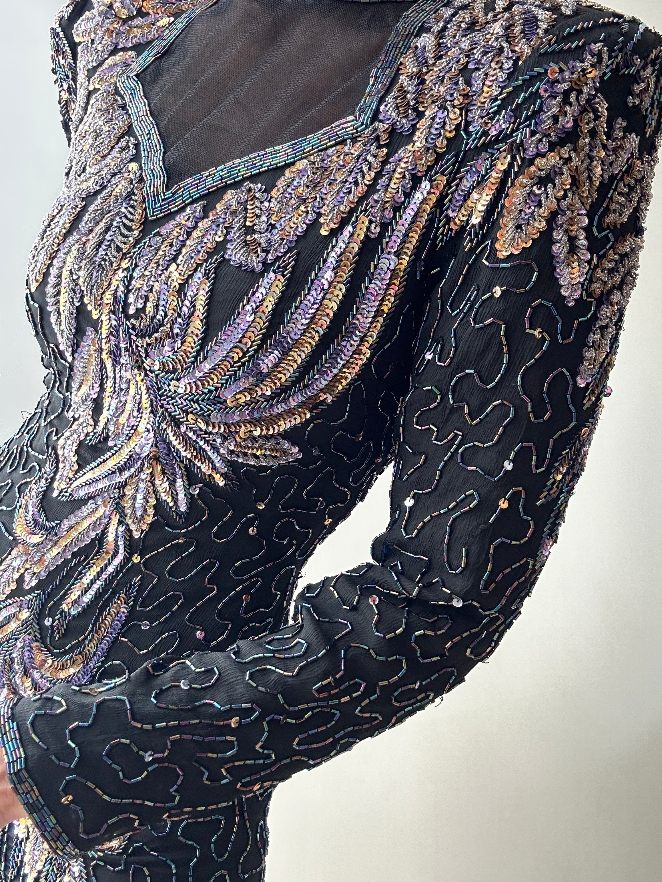 Future Nomads Dresses Small Lilac and Petrol Sequin Dress with Mesh