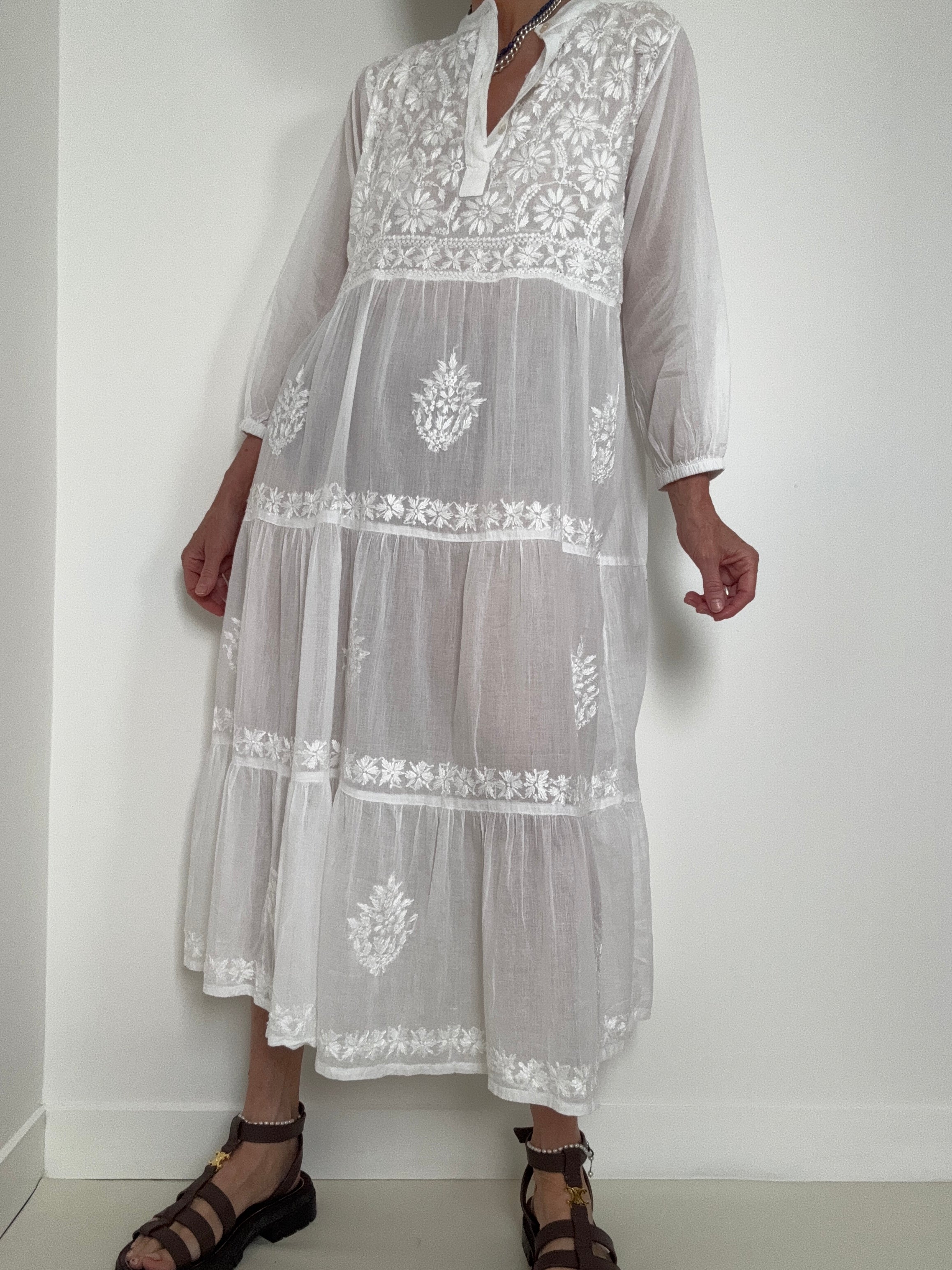 Future Nomads Dresses Tiered Cotton Voile Dress