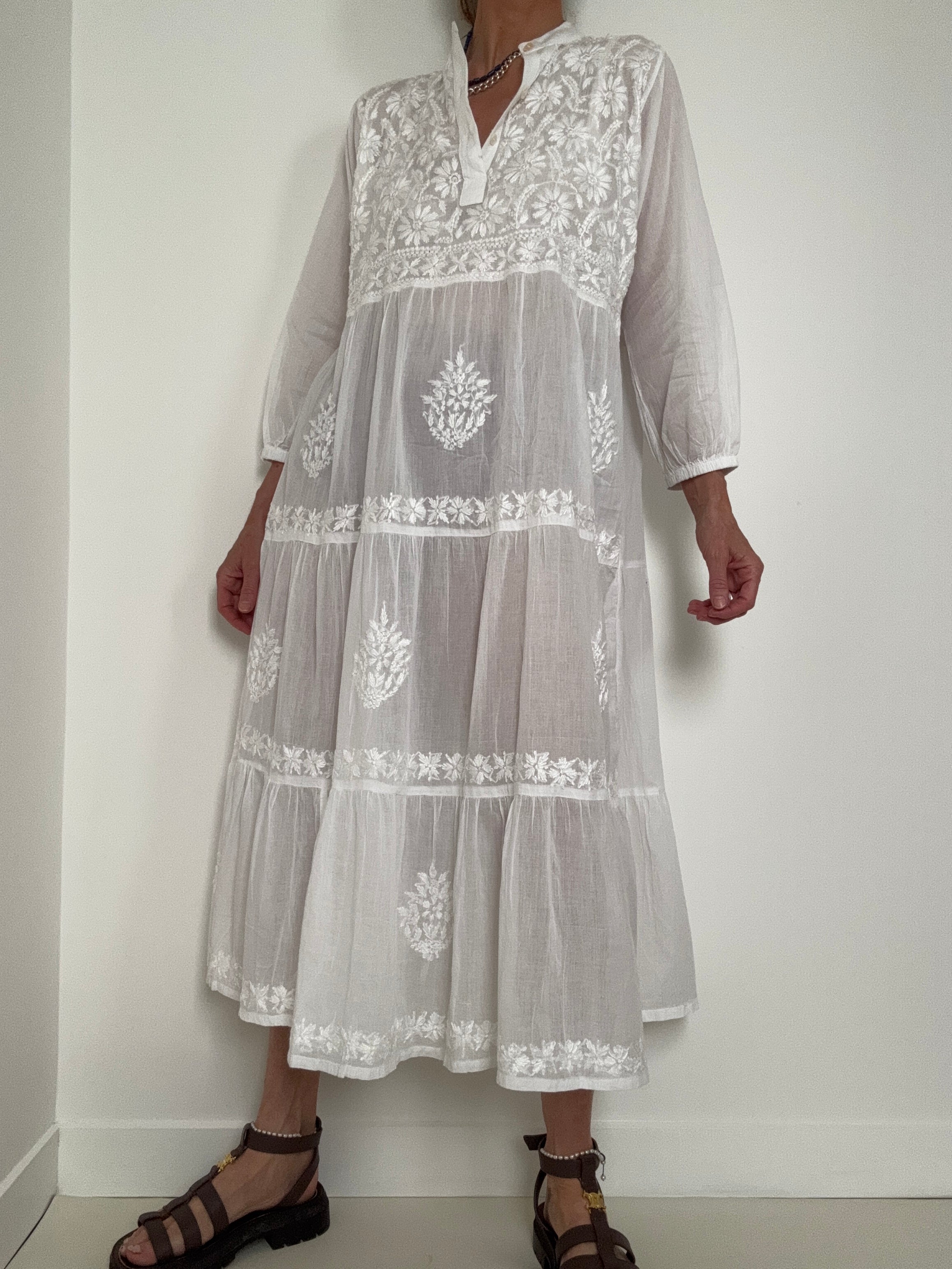 Future Nomads Dresses Tiered Cotton Voile Dress