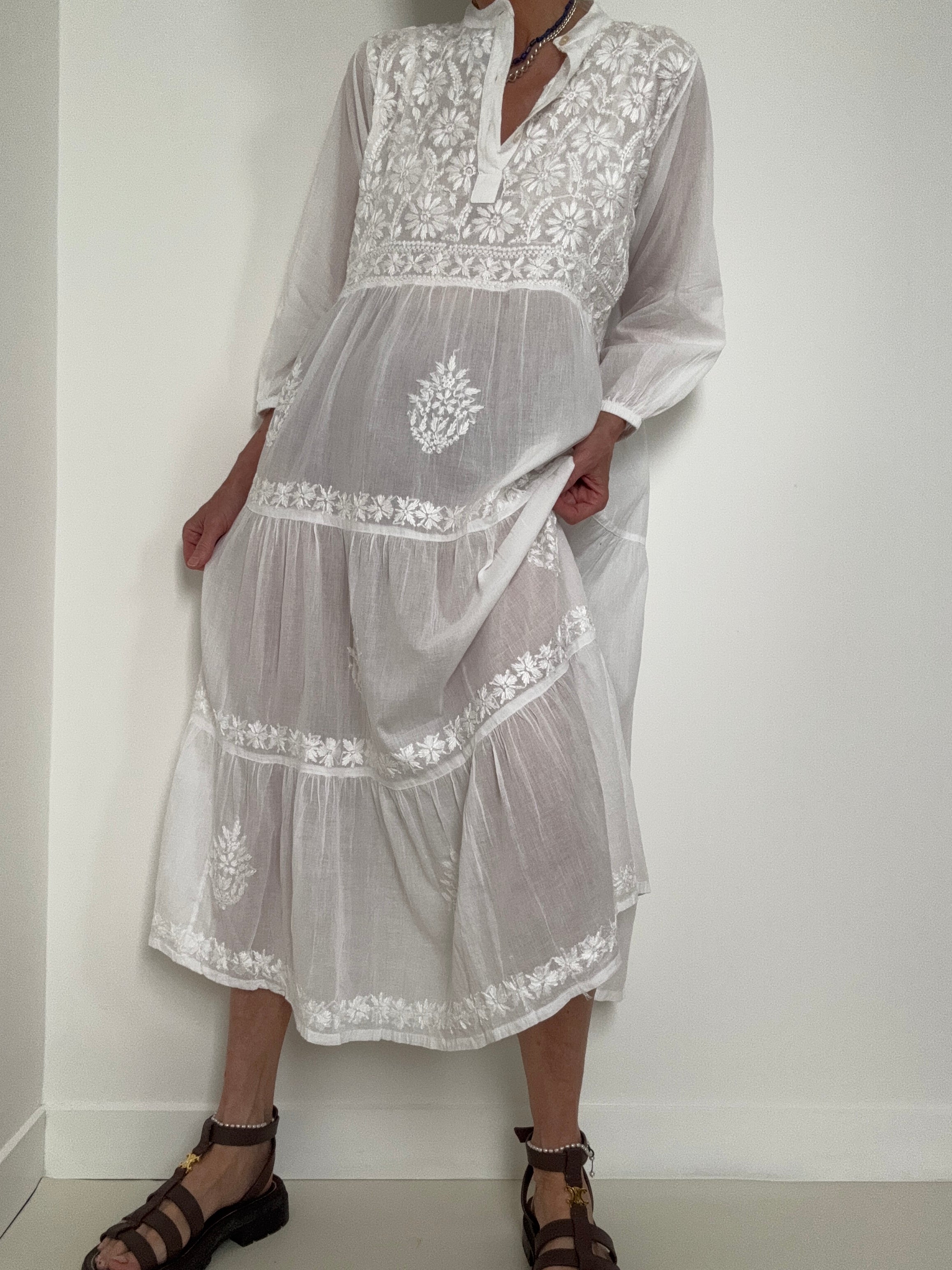 Future Nomads Dresses Tiered Cotton Voile Dress