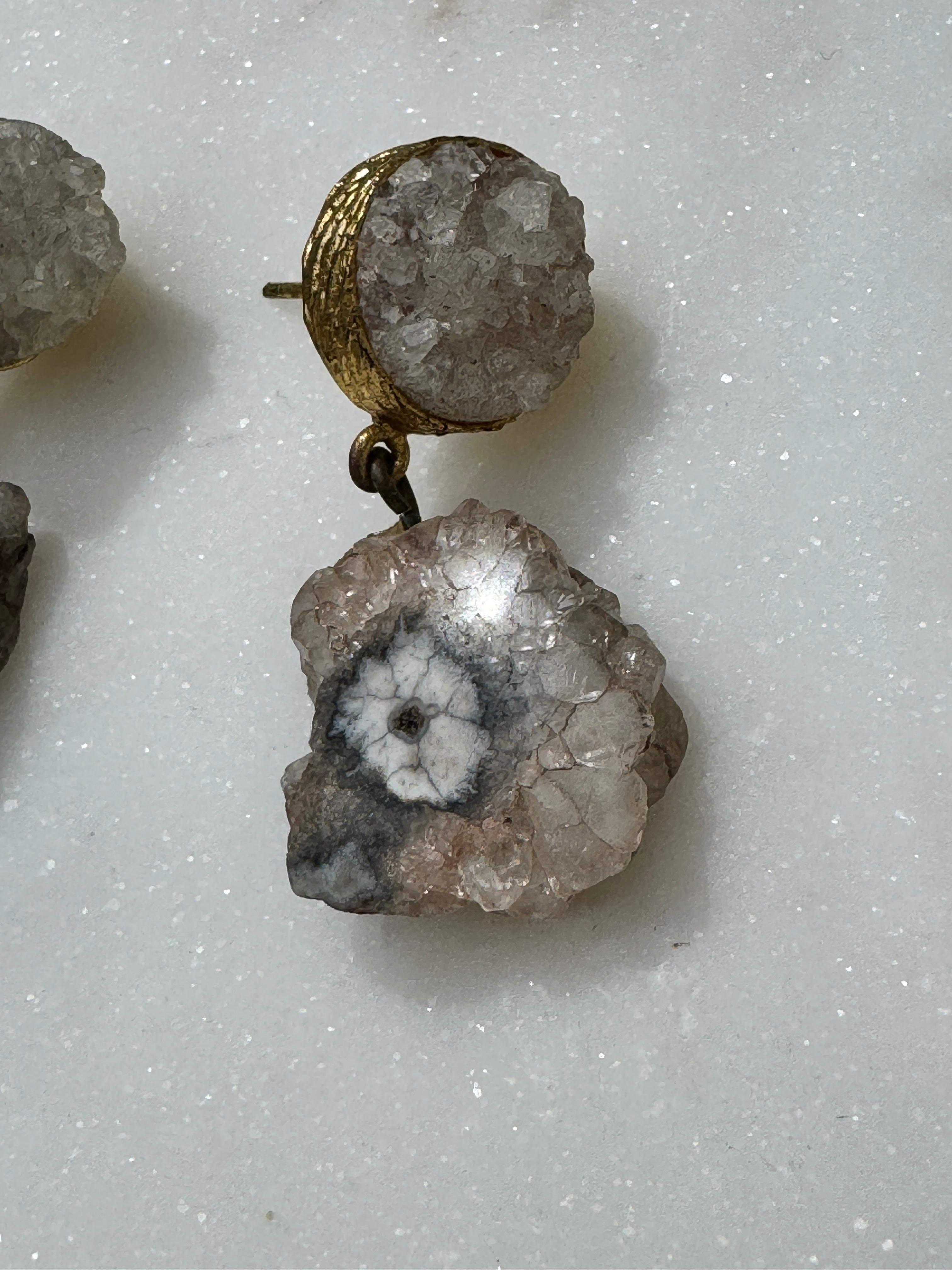 Future Nomads Earrings Calcite & Crystal Earrings Grey