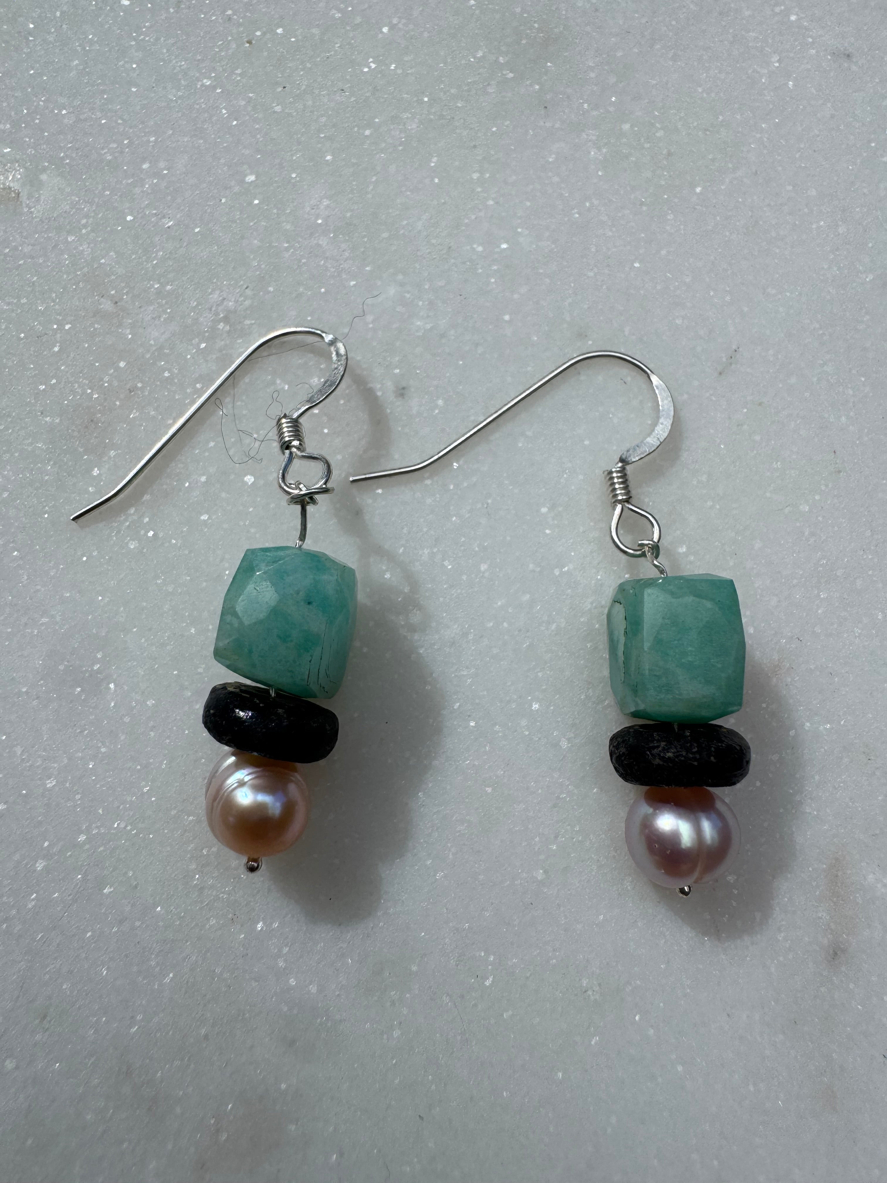 Pearl & Amazonite Earrings | Earrings