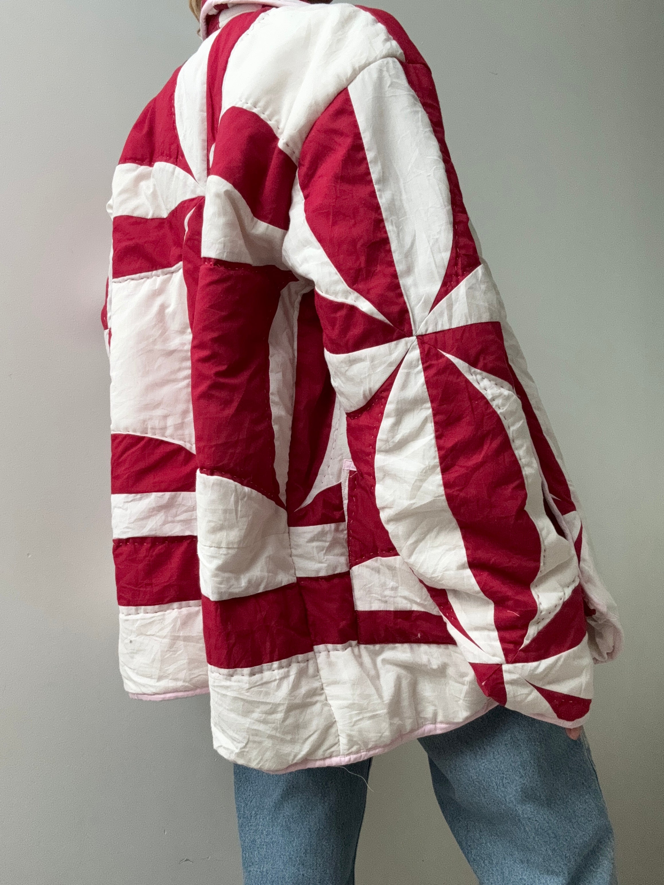 Future Nomads Jackets Free Size / Red Upcycled Quilt Jacket Red White