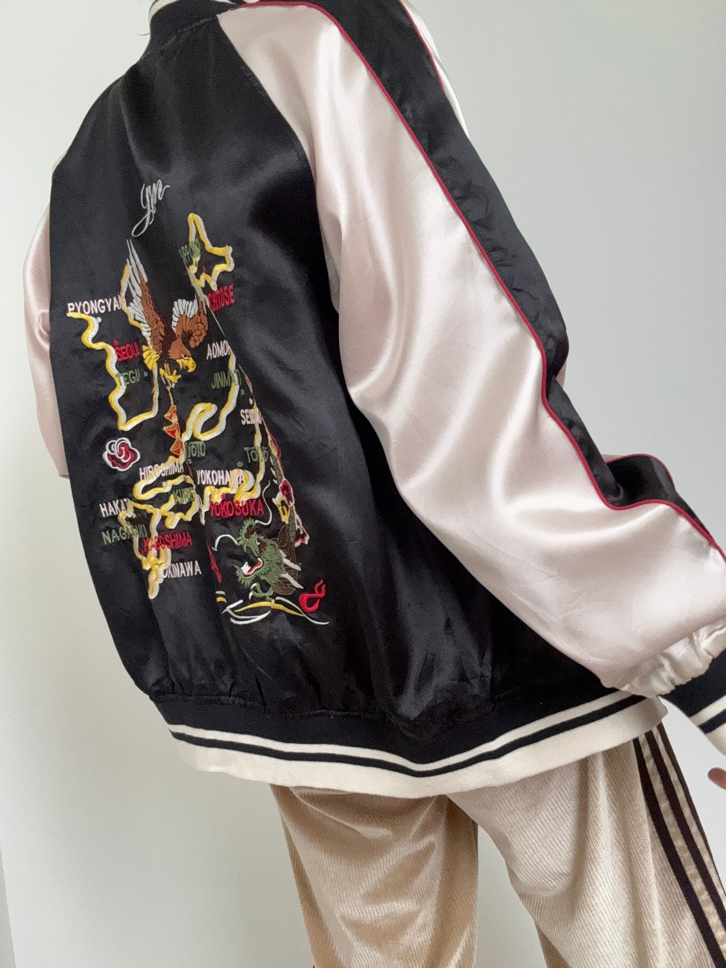 Japan Satin Bomber Black & Cream | Jackets