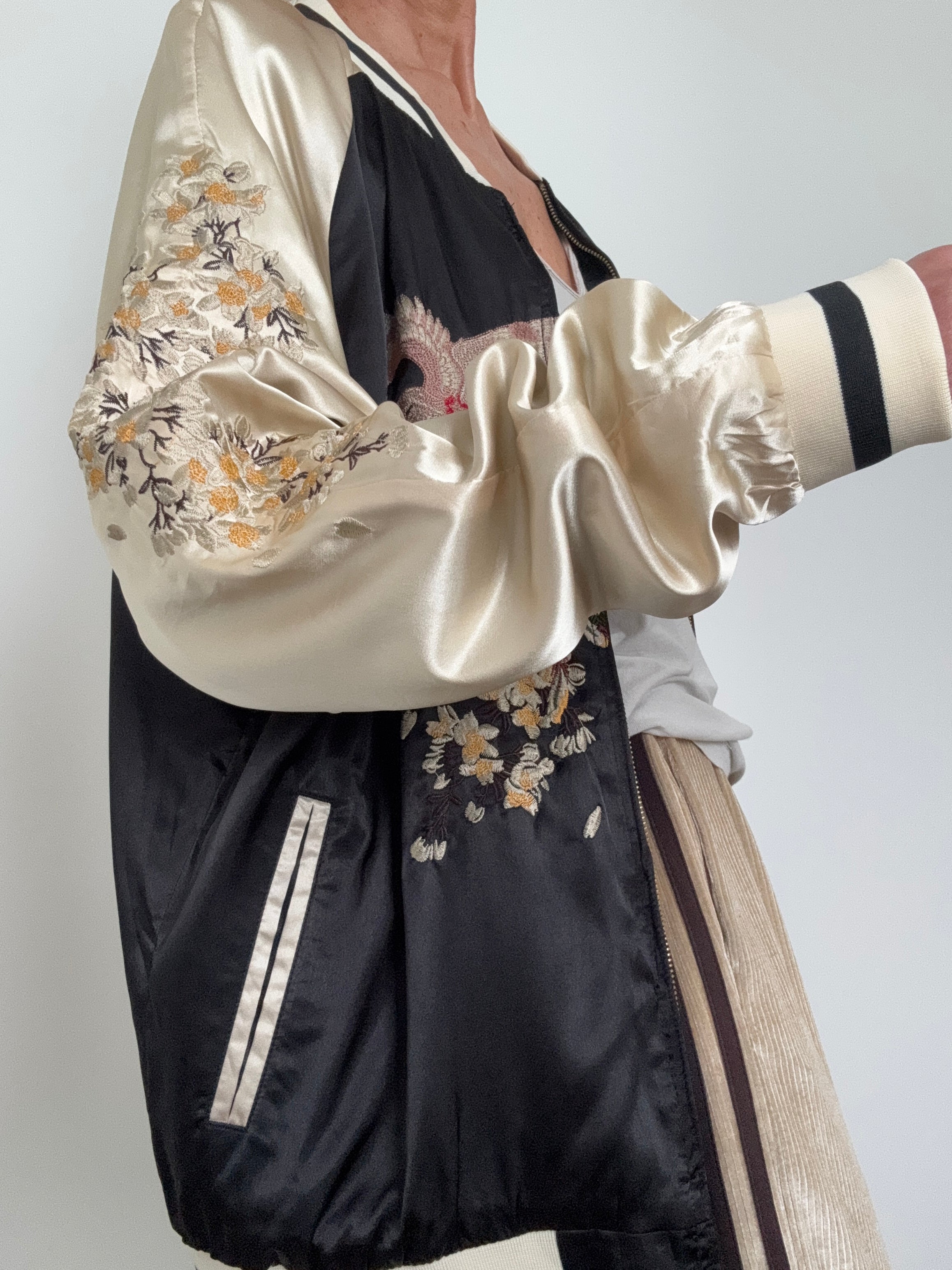 Crane Satin Bomber Jacket | Jackets