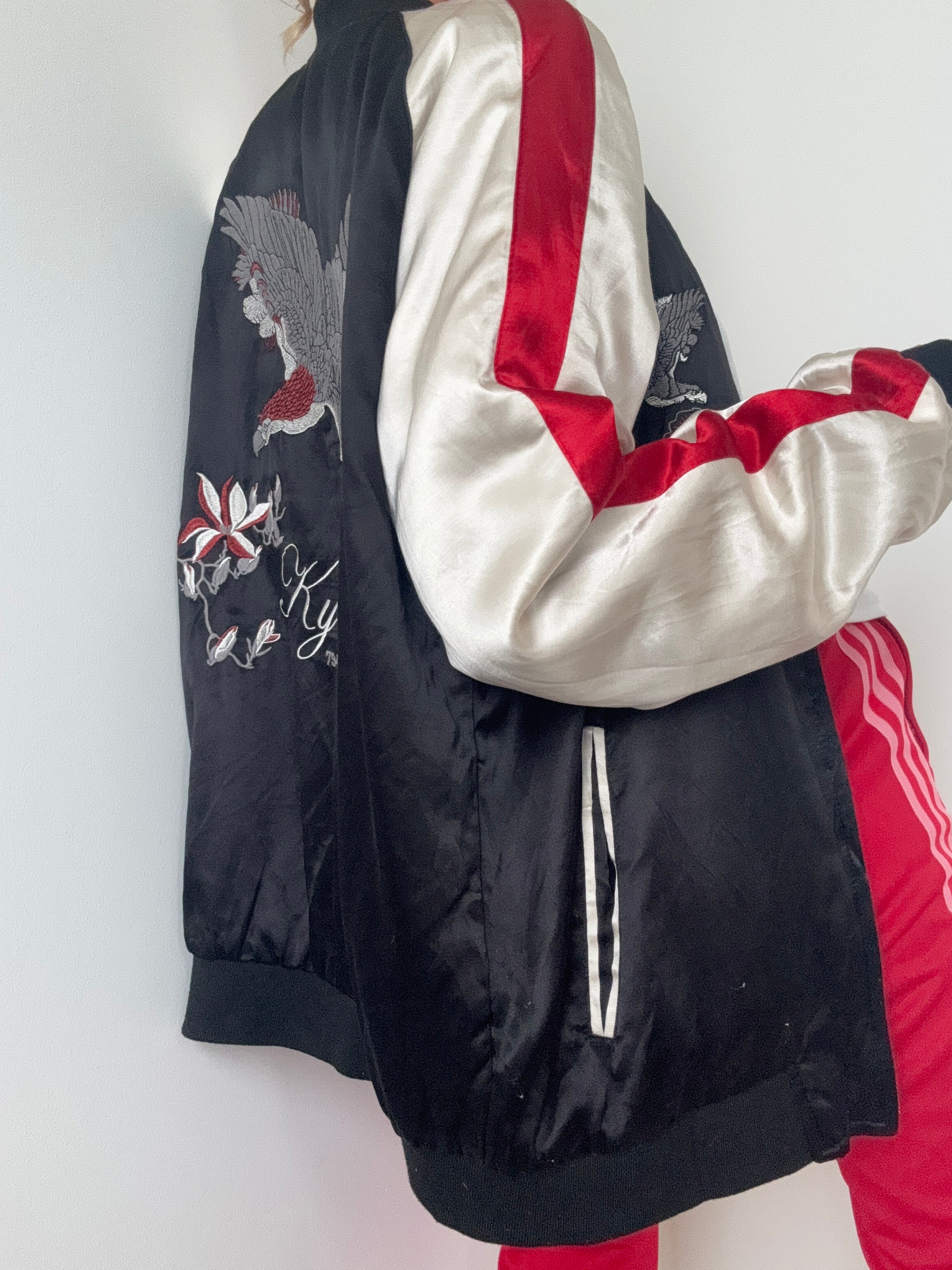 Future Nomads Jackets Large-XLarge Reversible Satin Kyoto Bomber Jacket
