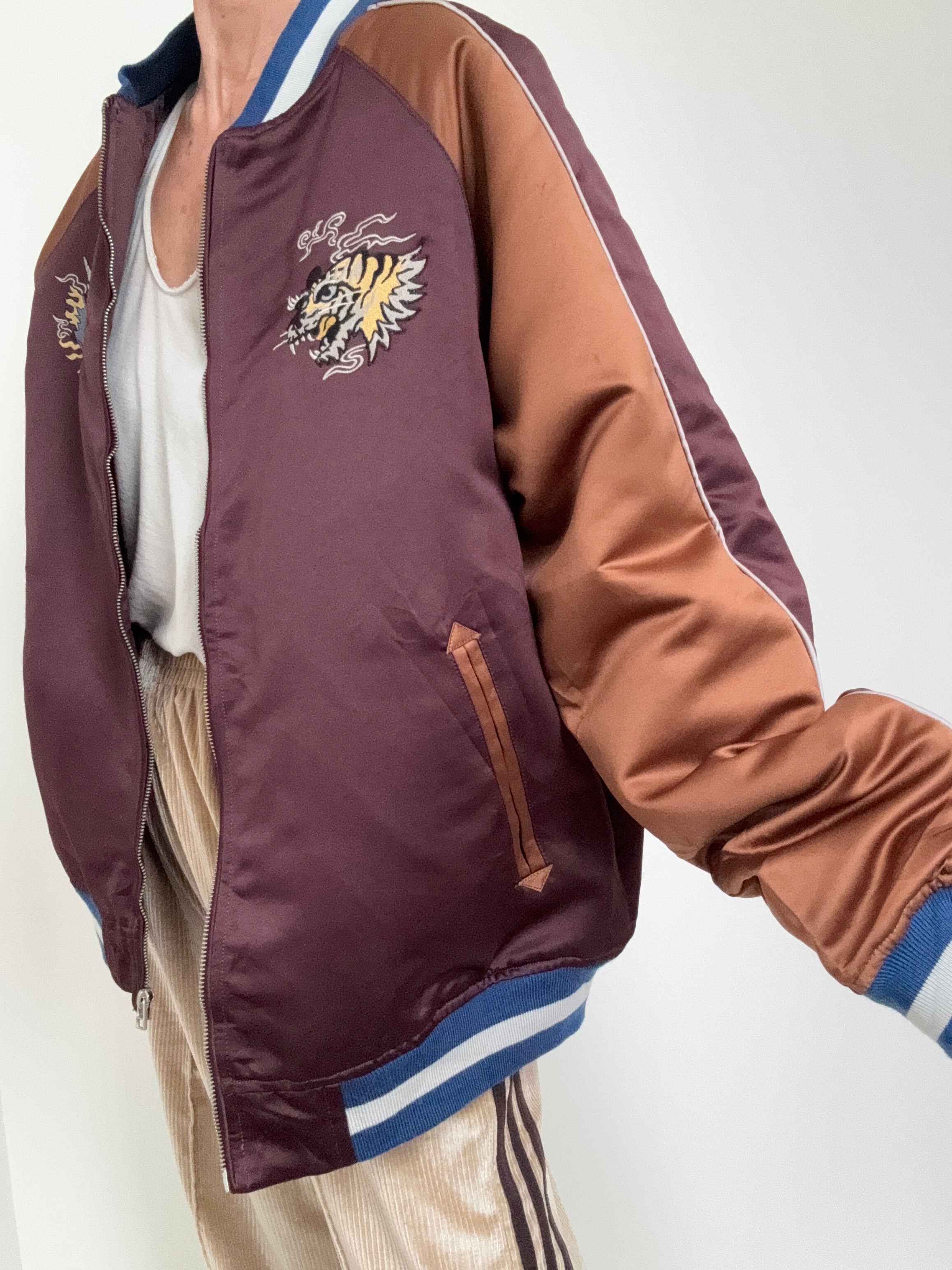 Future Nomads Jackets Large- XLarge Satin Bomber Plum