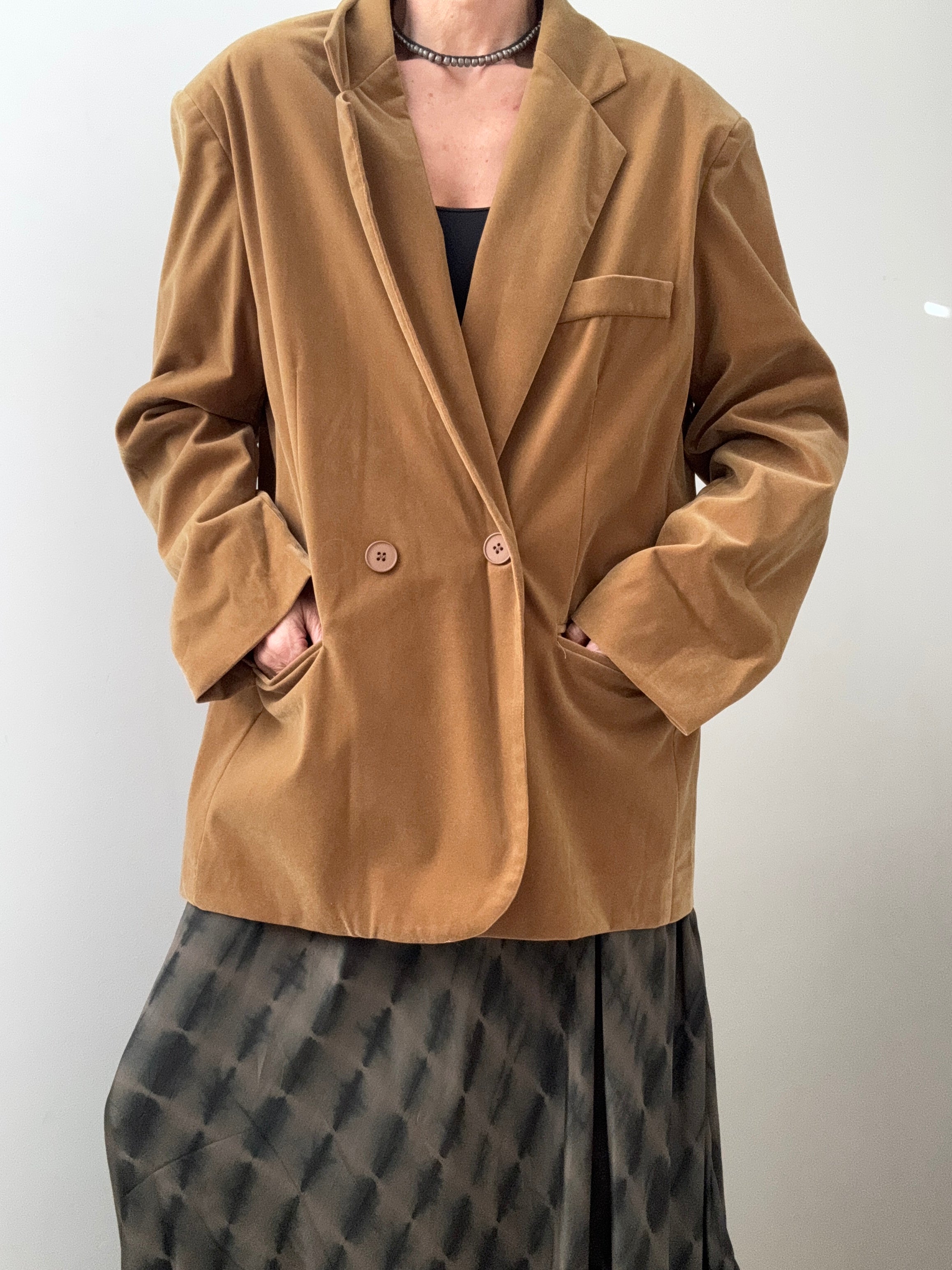 Future Nomads Jackets Large-XLarge Tan Velvet Oversized Blazer