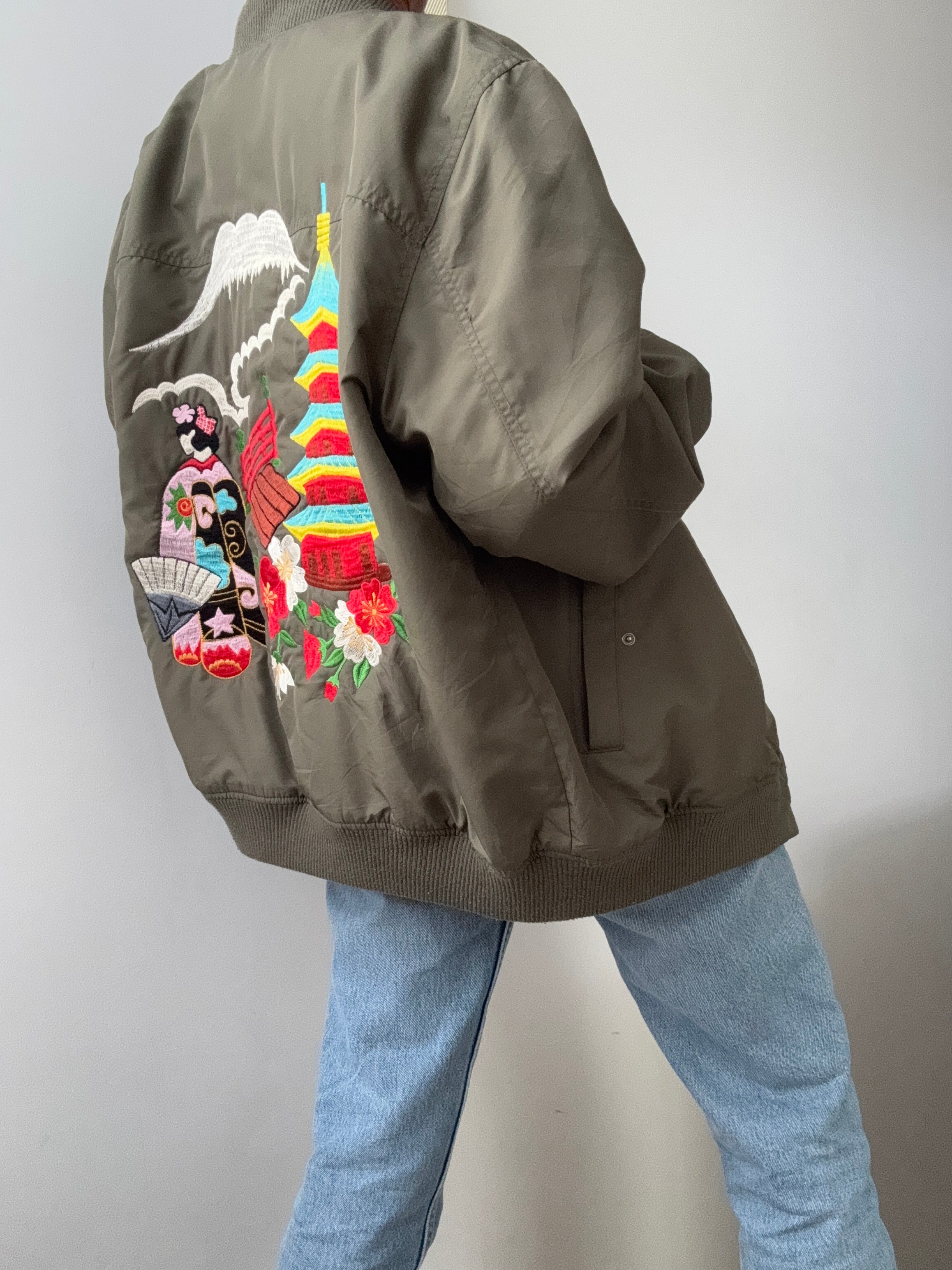 Army Green Bomber Kimono | Jackets