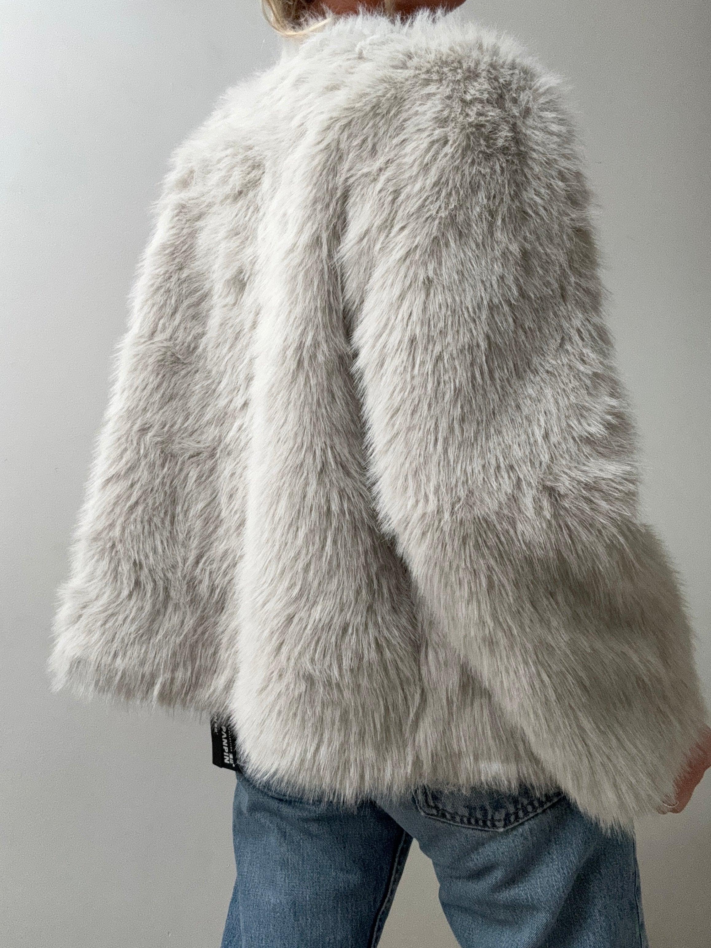 Grey Fur Double Breasted Jacket | Jackets