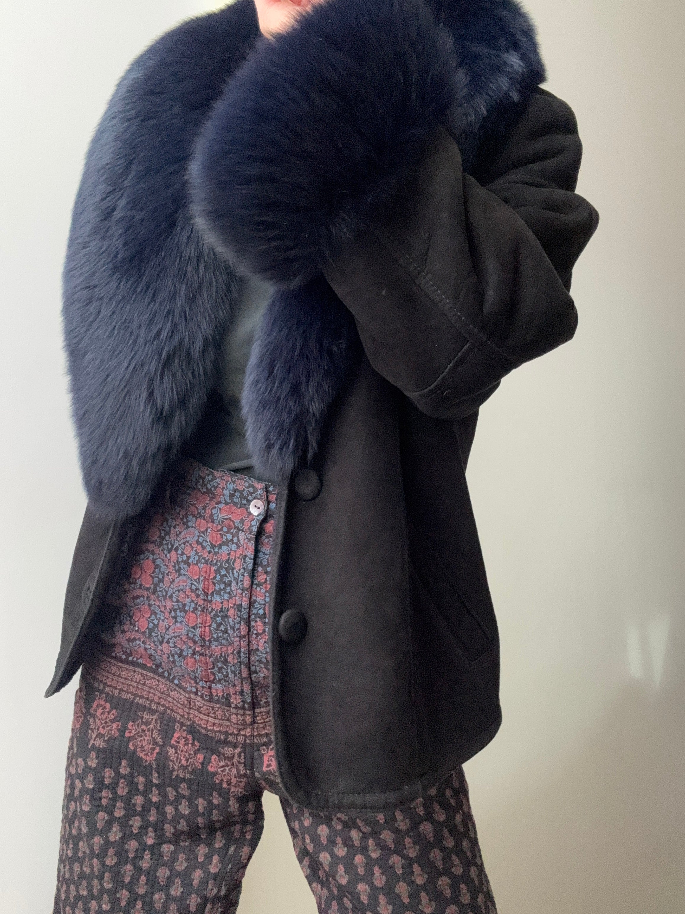 Future Nomads Jackets Medium-Large Piel Espana Navy Fur Coat
