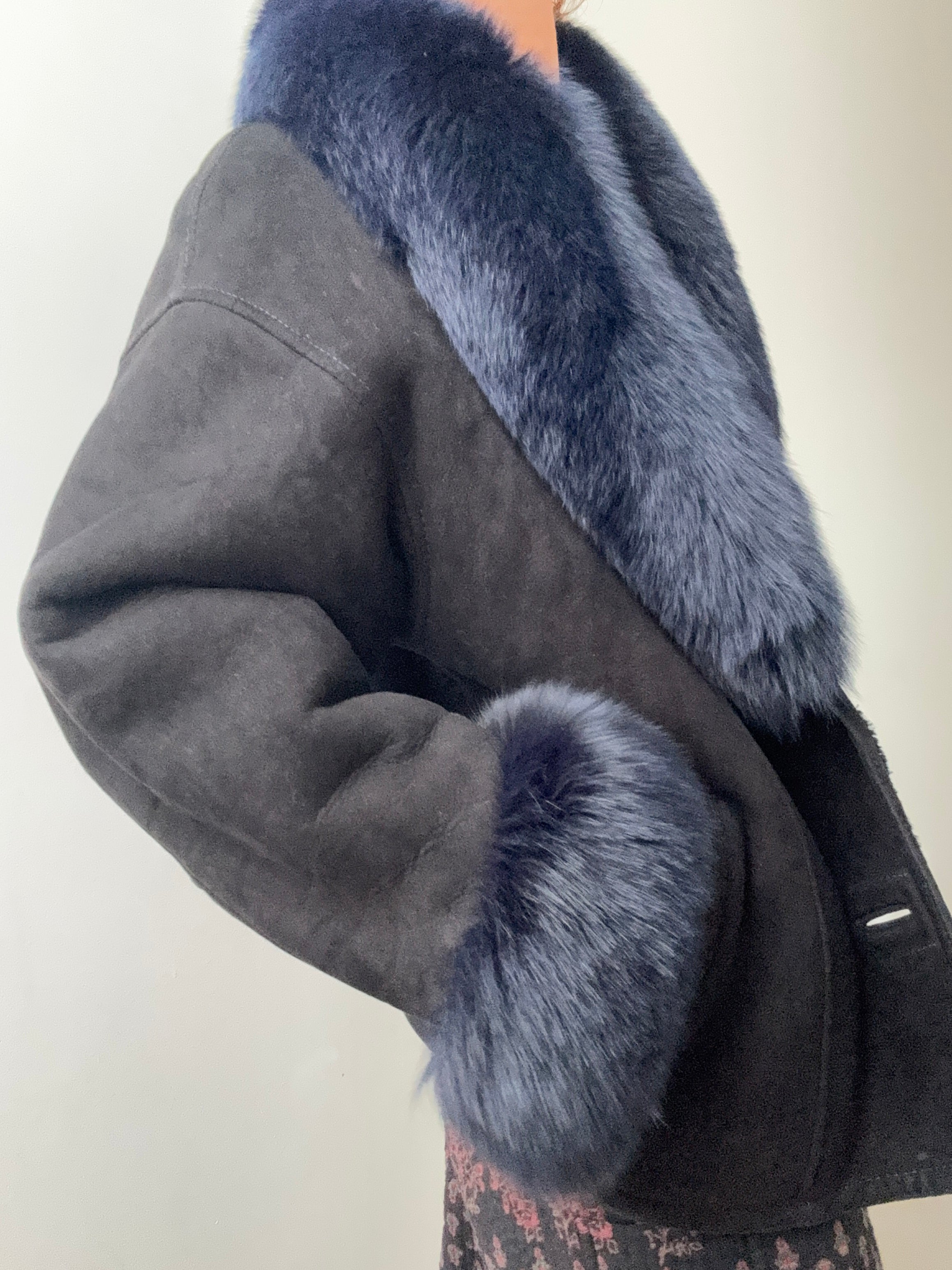 Future Nomads Jackets Medium-Large Piel Espana Navy Fur Coat