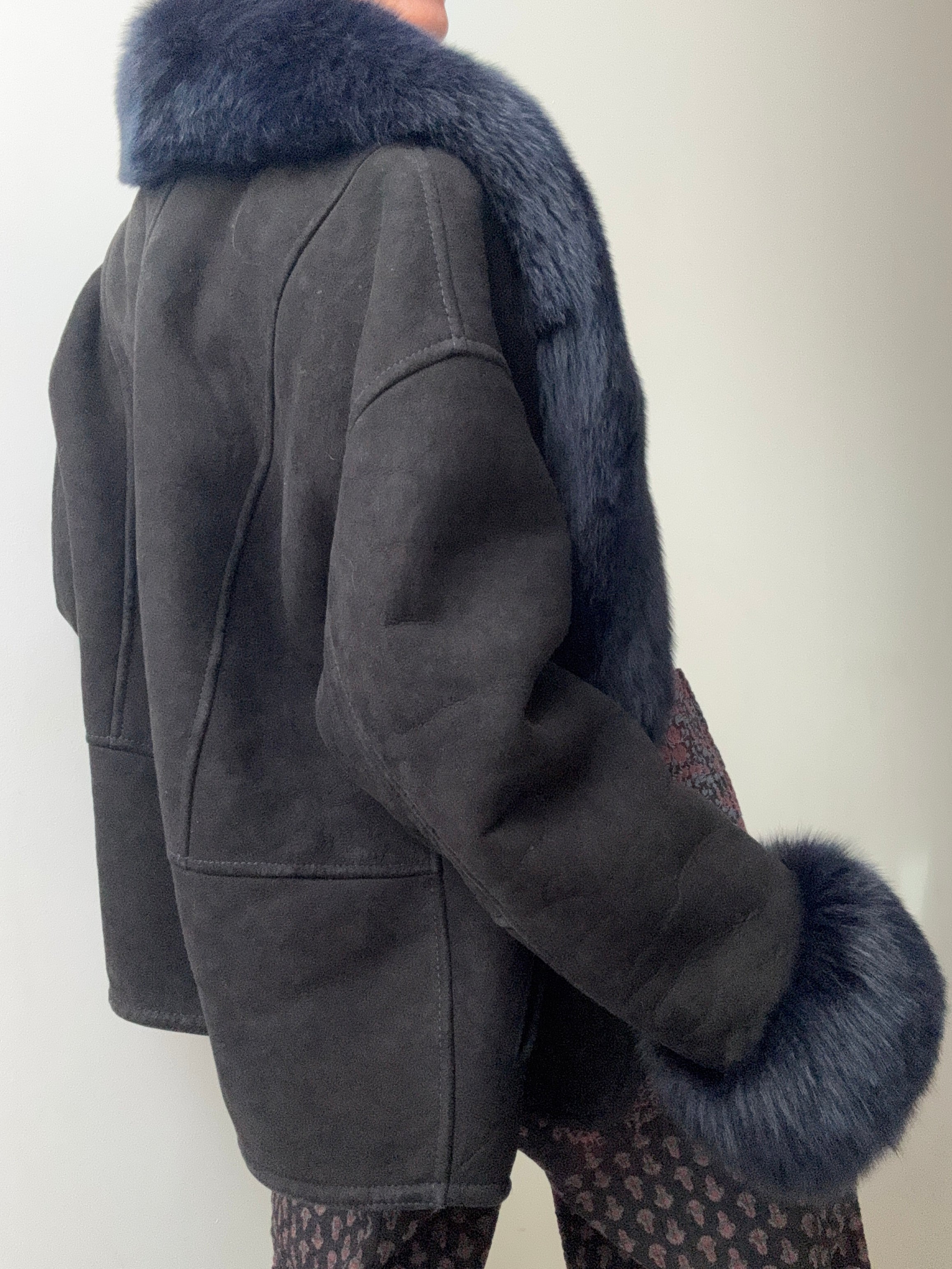 Future Nomads Jackets Medium-Large Piel Espana Navy Fur Coat