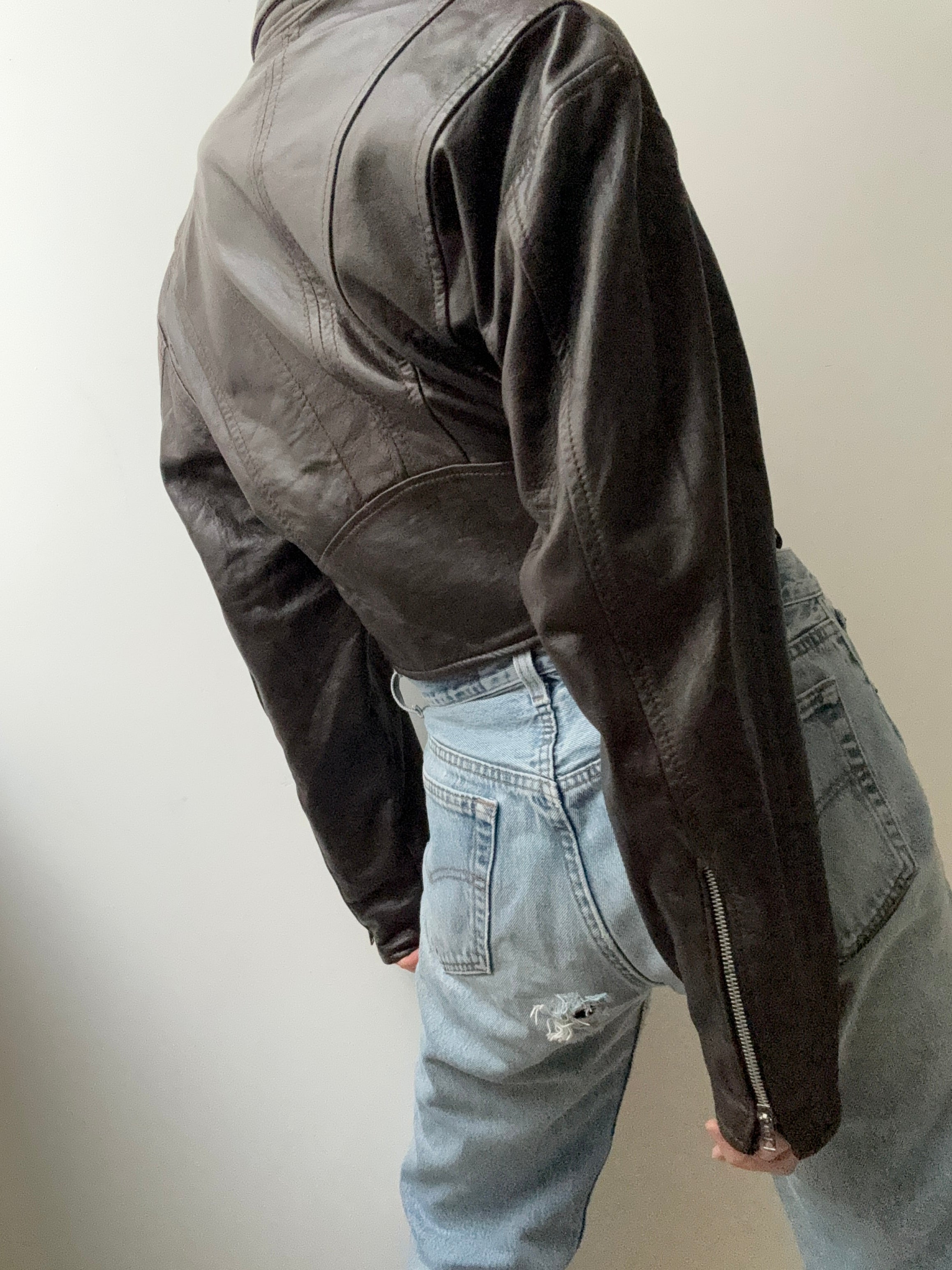 Future Nomads Jackets Small-Medium 80,s Cropped Biker Jacket Brown