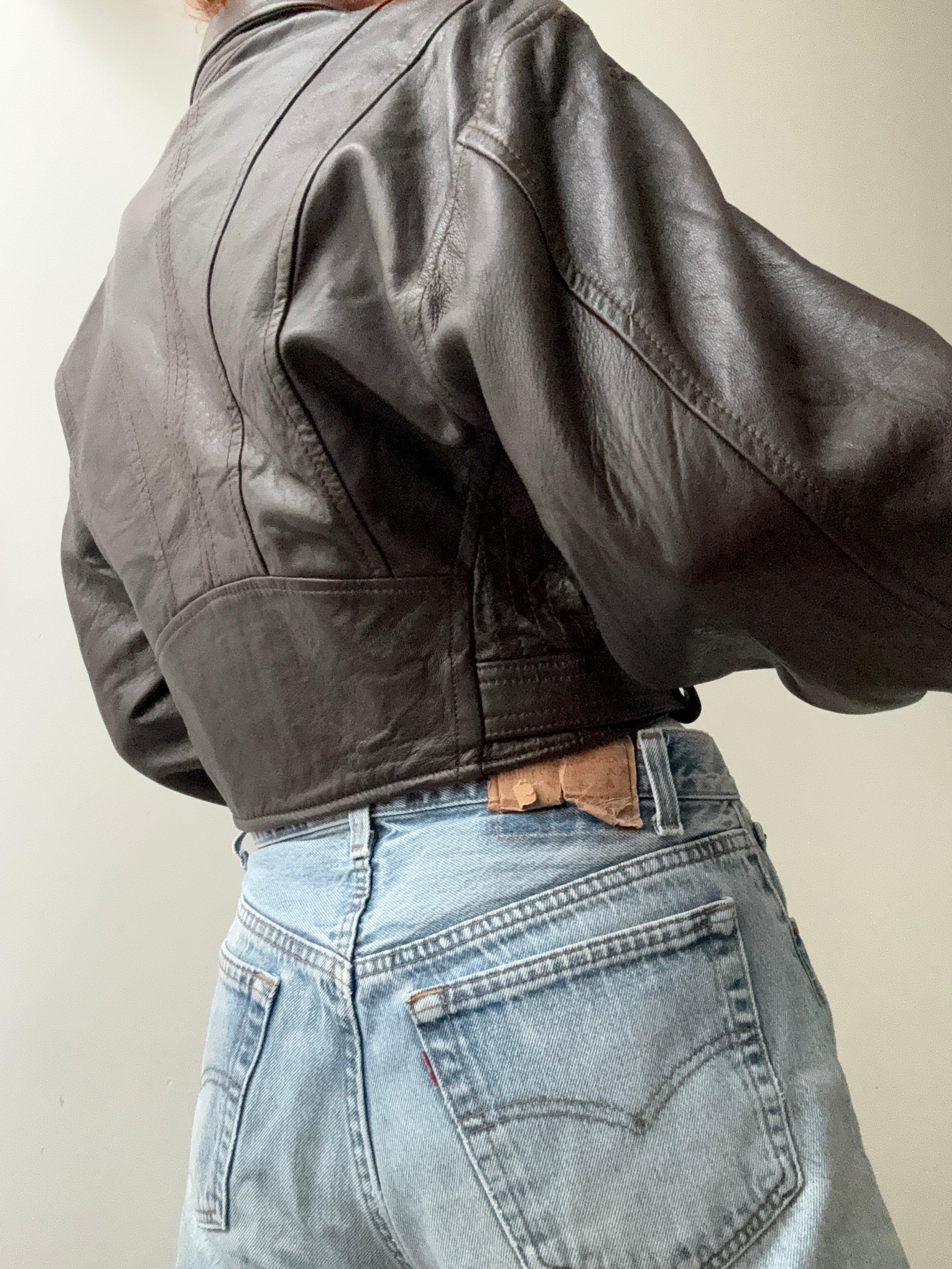 Future Nomads Jackets Small-Medium 80,s Cropped Biker Jacket Brown