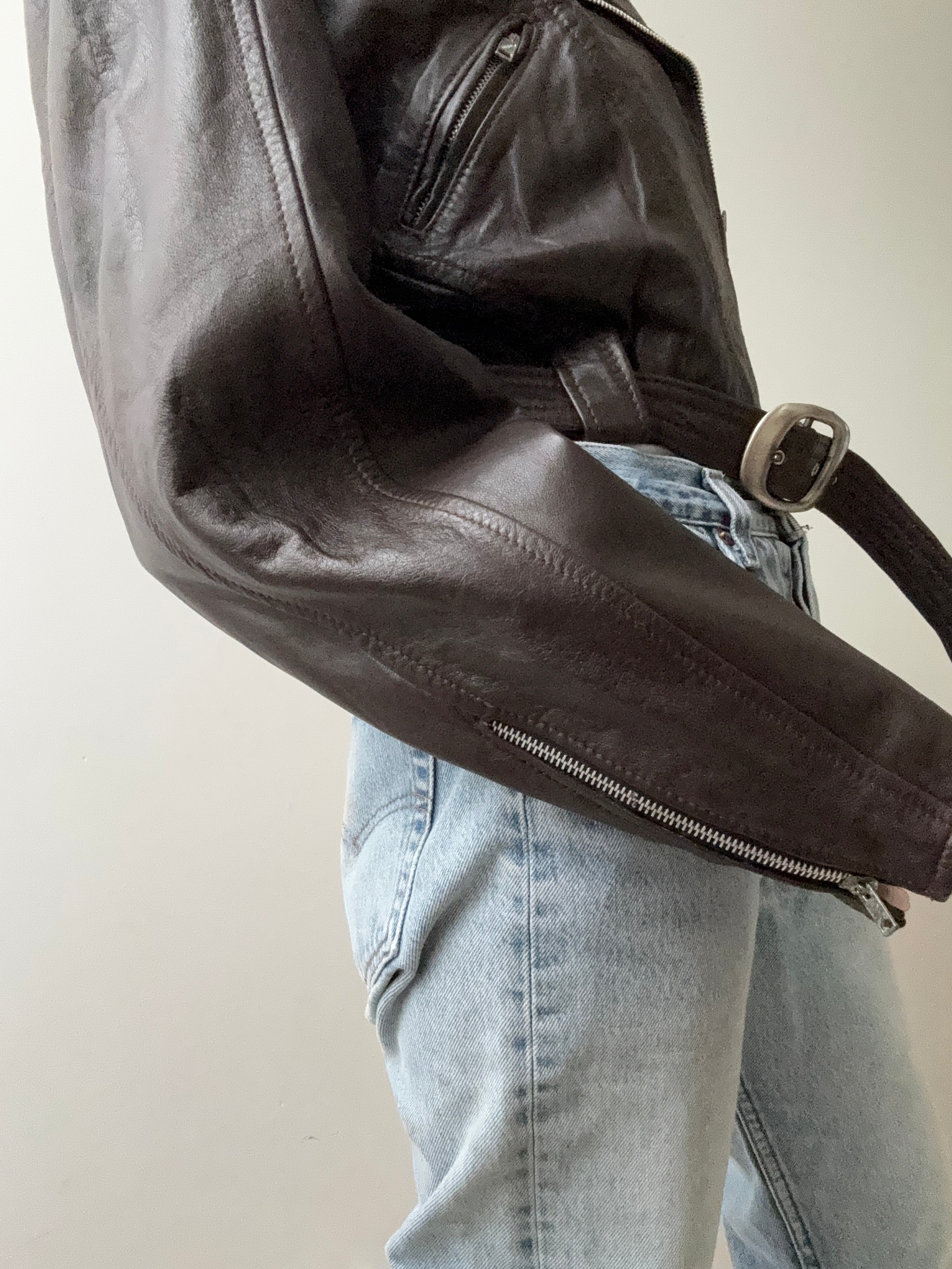 Future Nomads Jackets Small-Medium 80,s Cropped Biker Jacket Brown