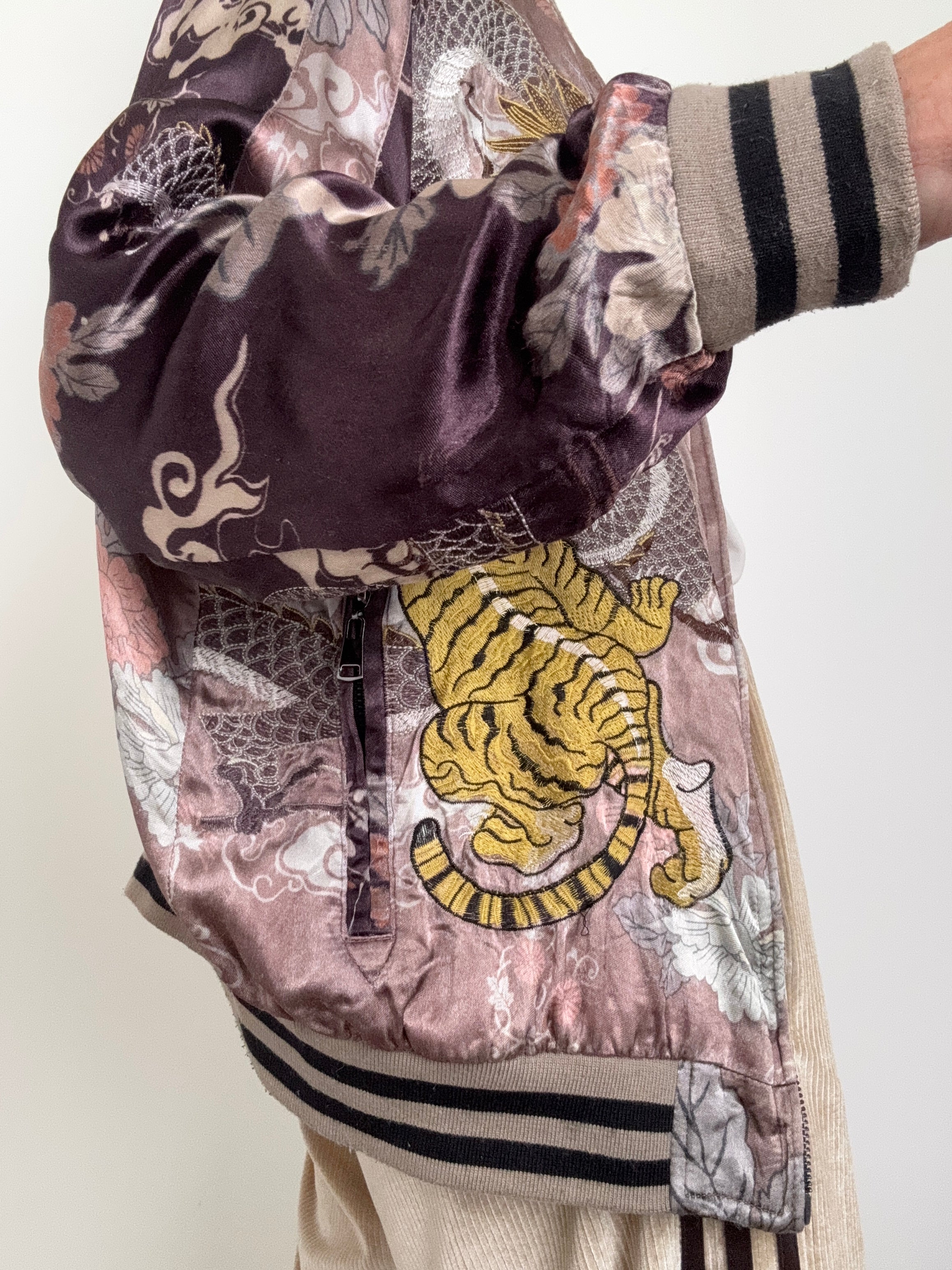 Future Nomads Jackets Small-Medium Reversible Tiger Floral Bomber
