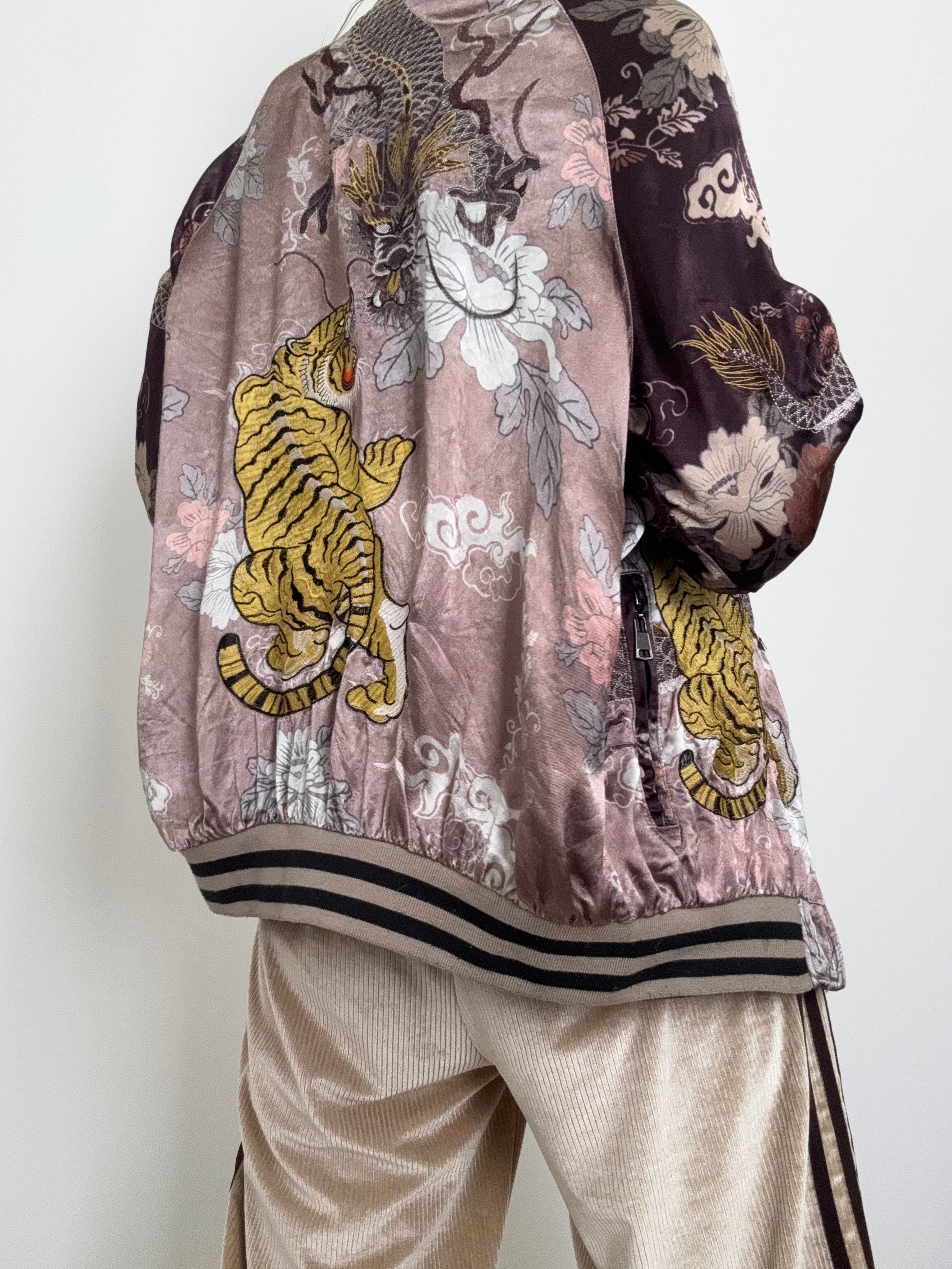 Future Nomads Jackets Small-Medium Reversible Tiger Floral Bomber