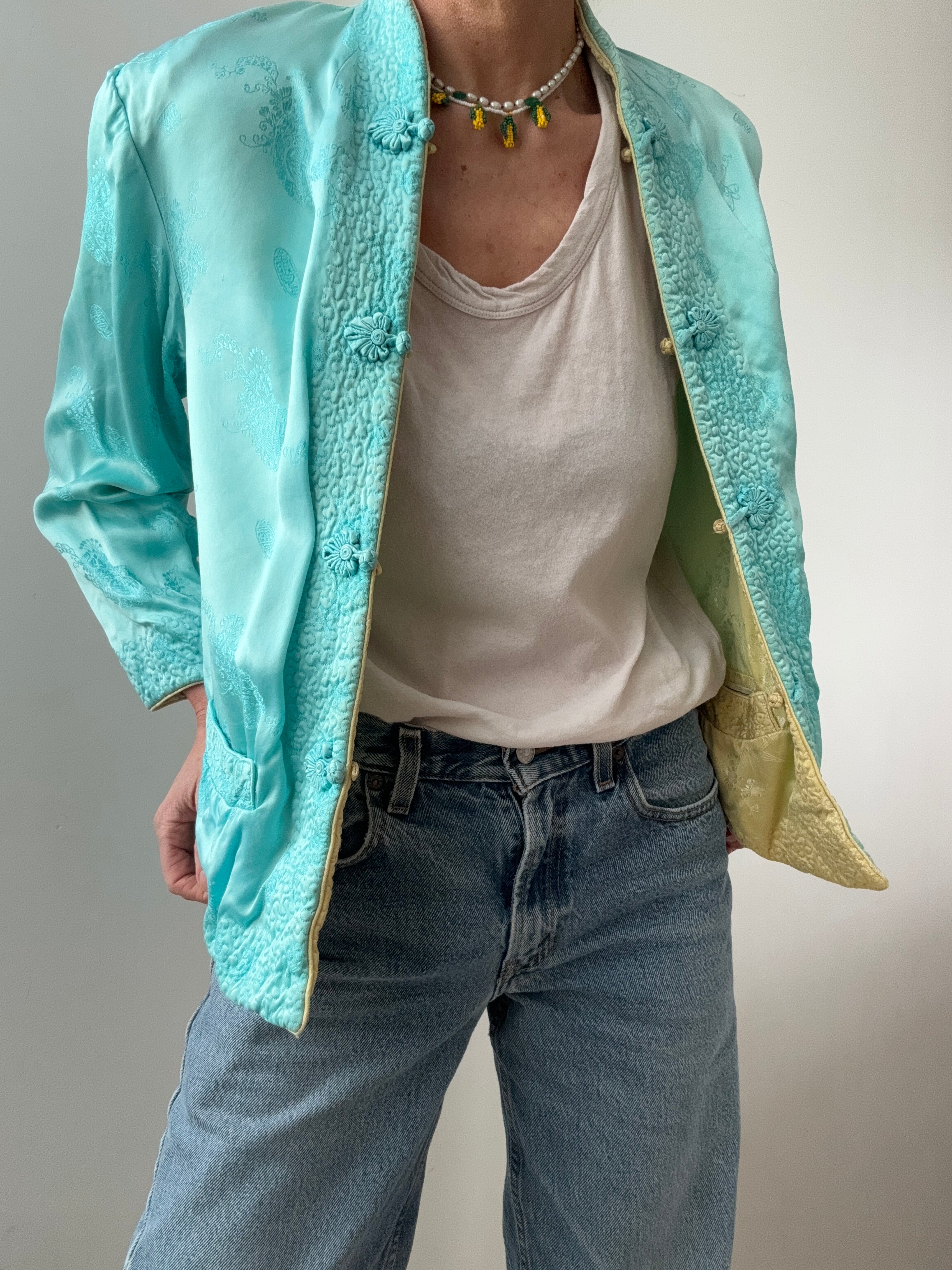 Reversible Silk Satin Jacket Gold | Jackets