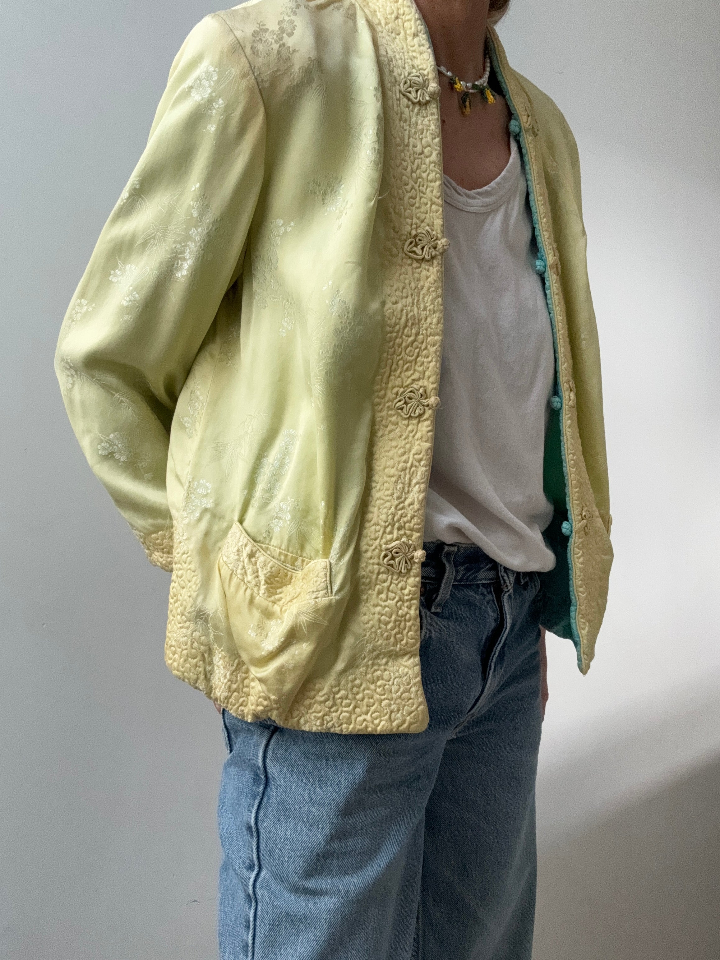 Reversible Silk Satin Jacket Gold | Jackets