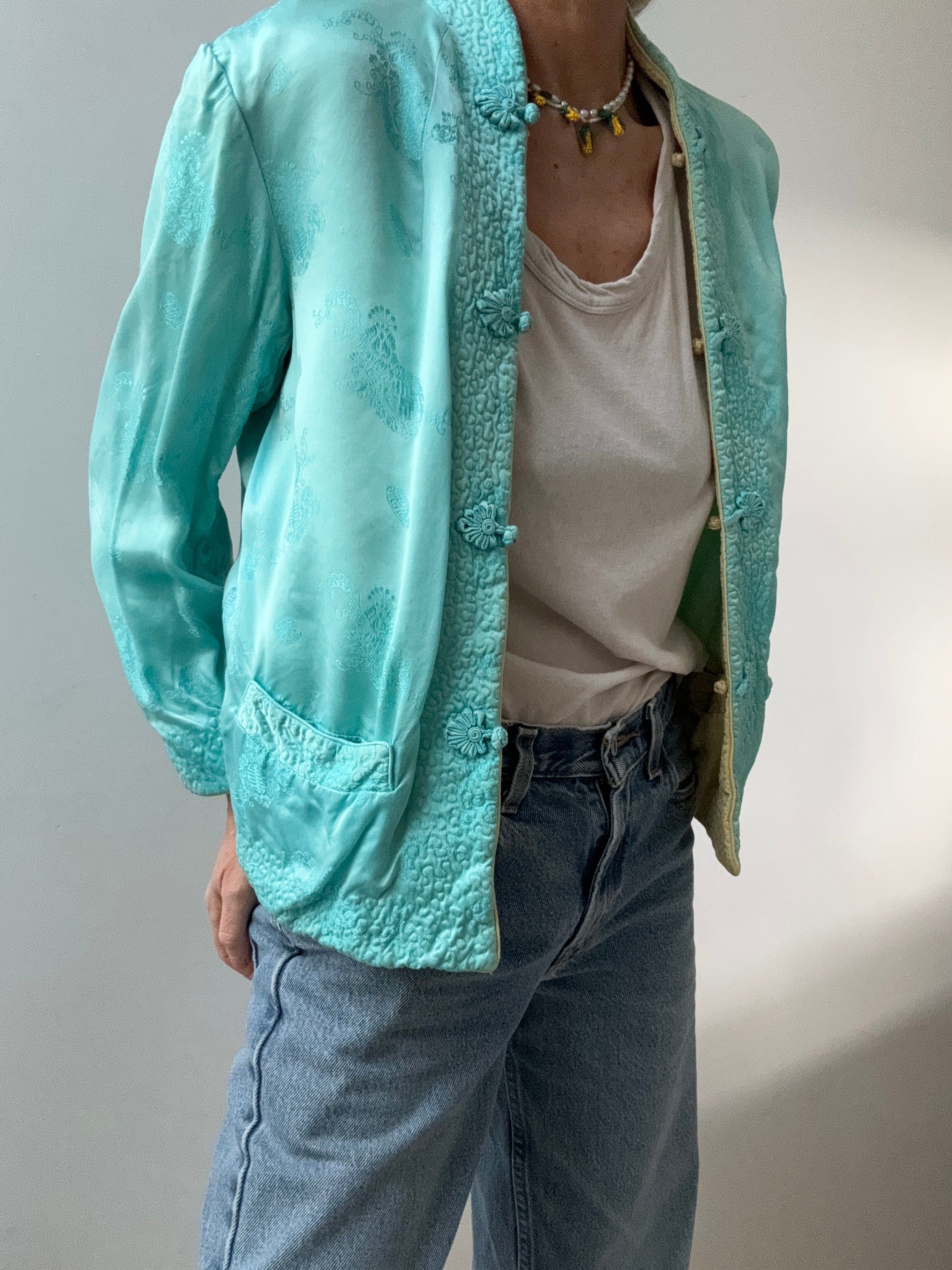 Reversible Silk Satin Jacket Gold | Jackets