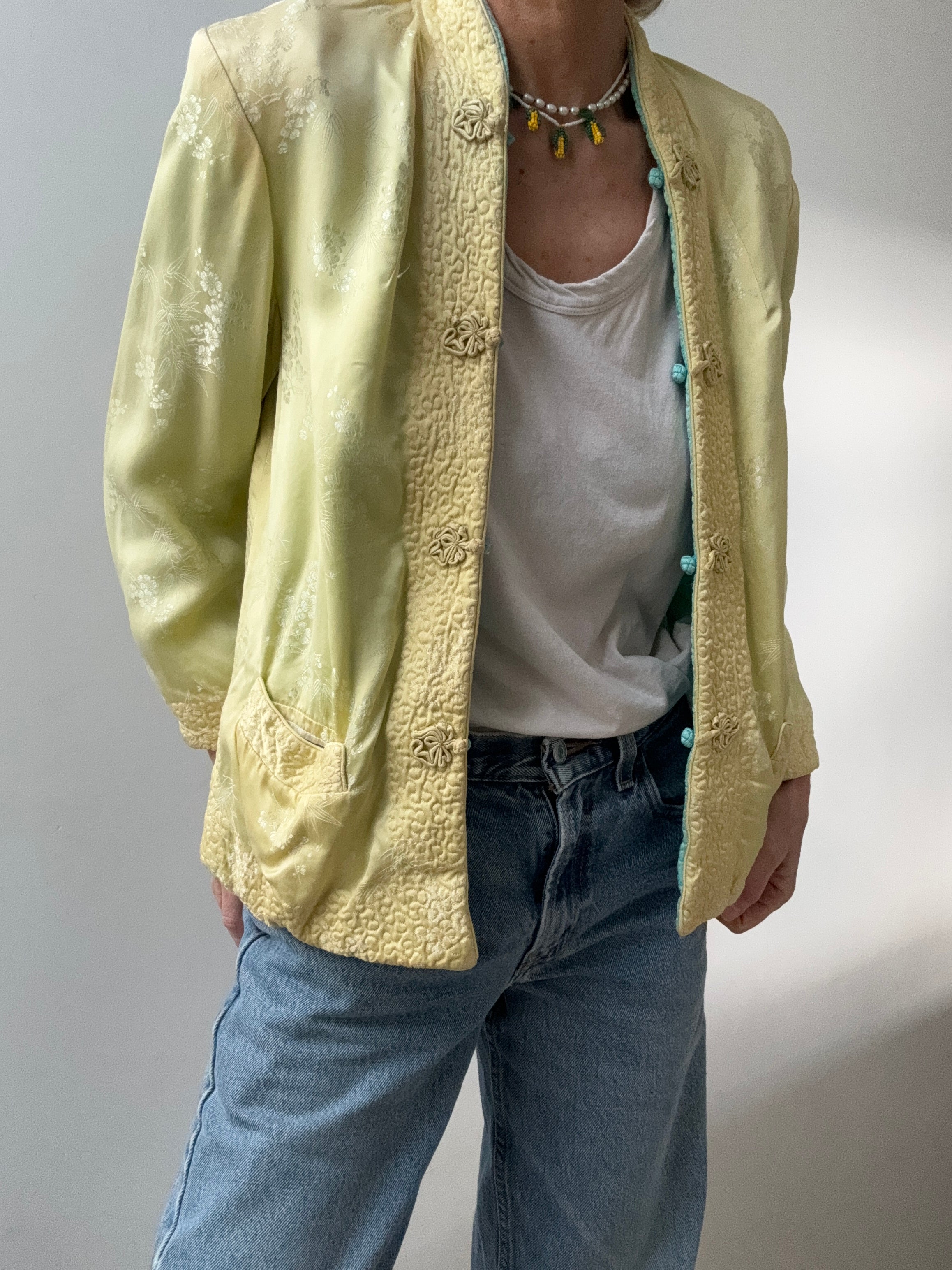 Reversible Silk Satin Jacket Gold | Jackets