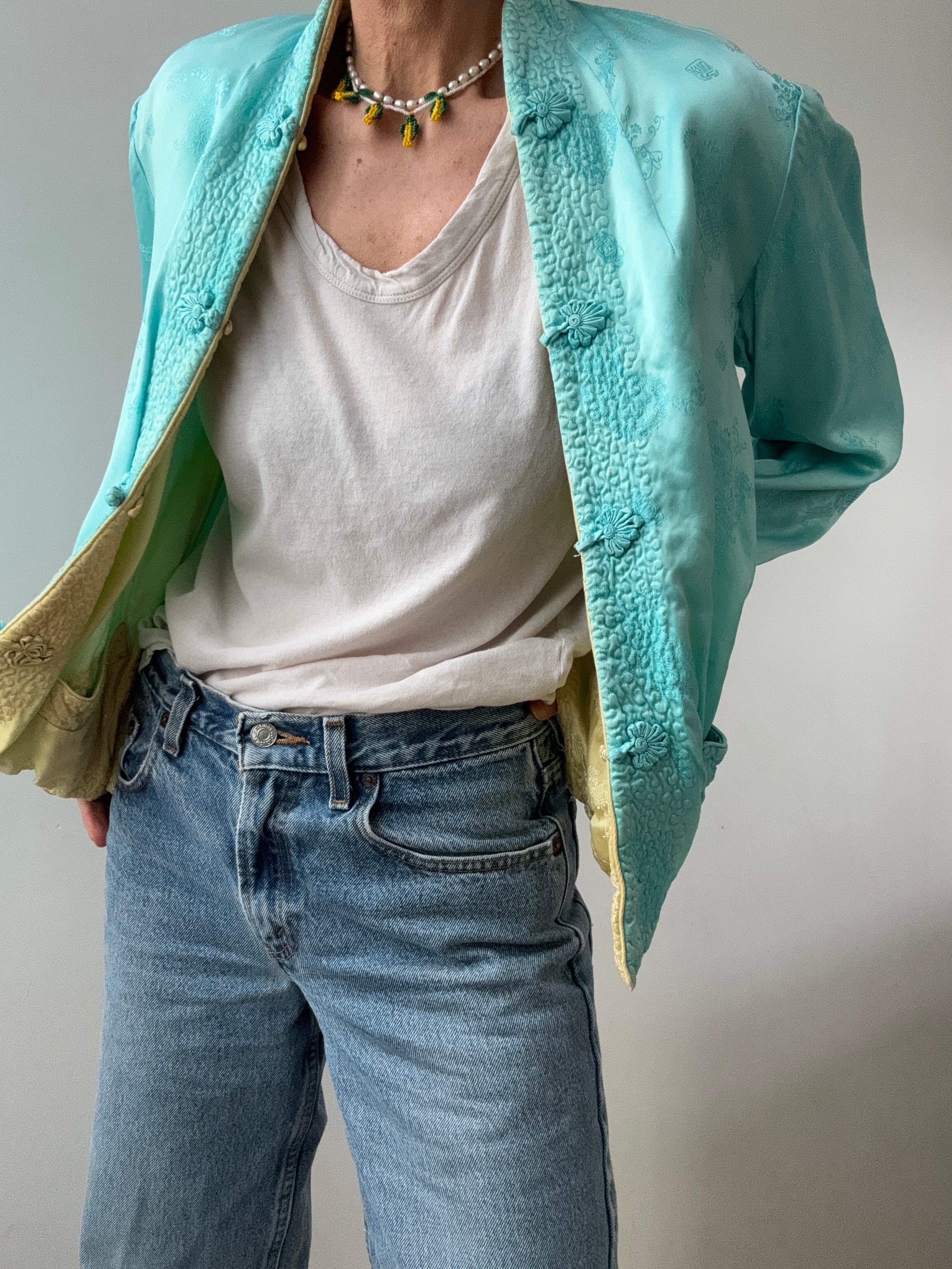 Reversible Silk Satin Jacket Gold | Jackets