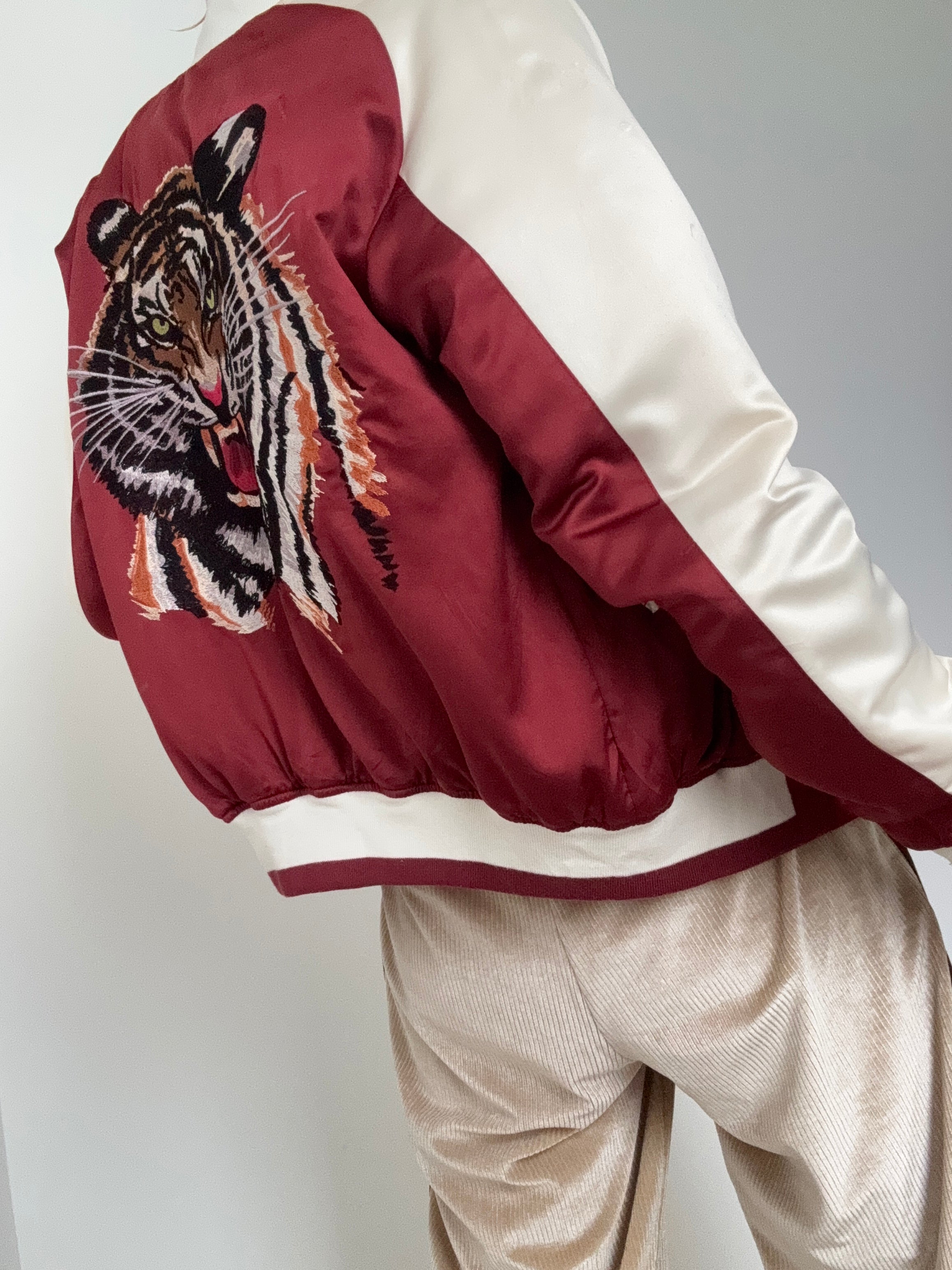 Future Nomads Jackets Small Satin Tiger Bomber Jacket